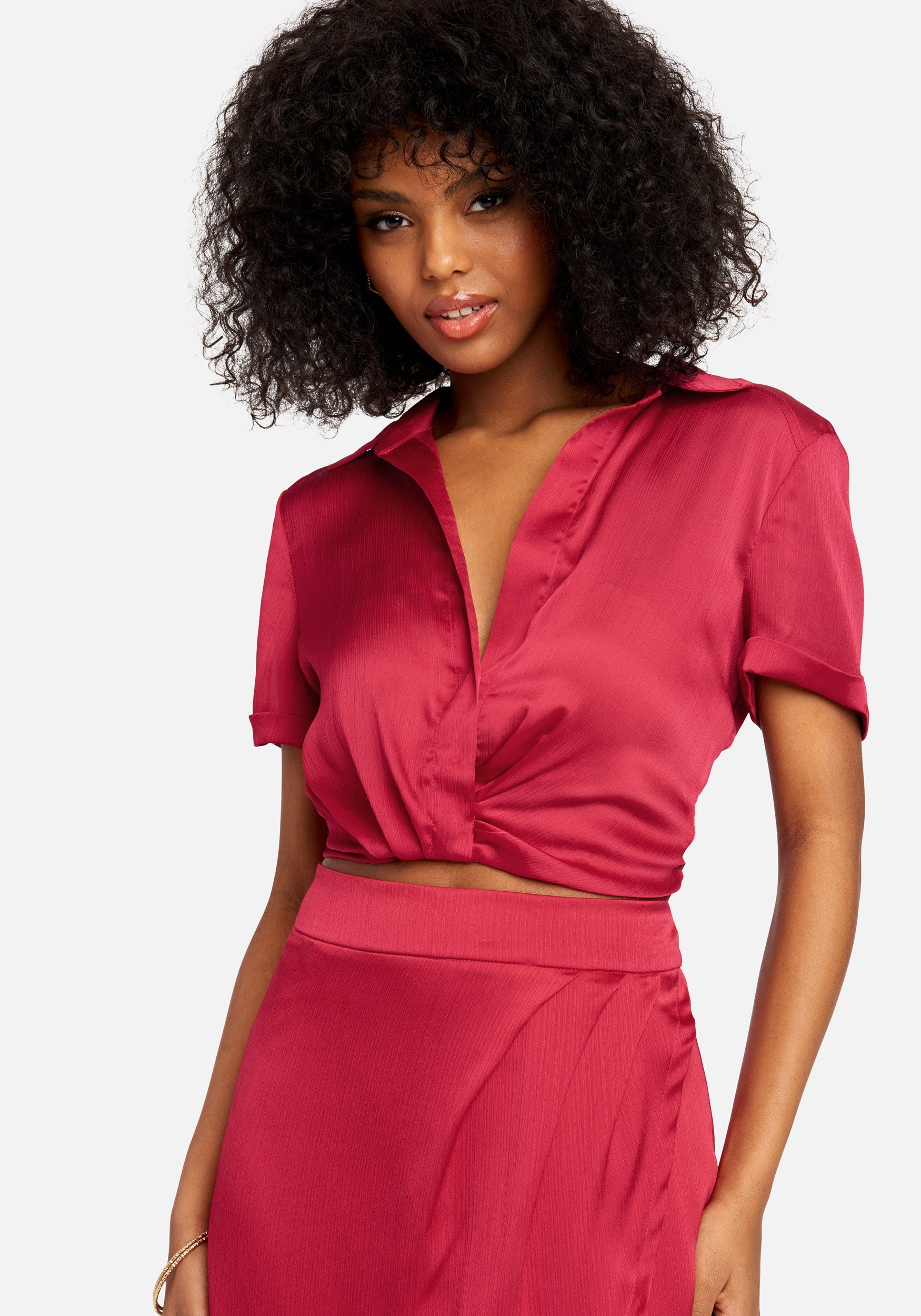 Yoryu Cross Front Johnny Collar Blouse