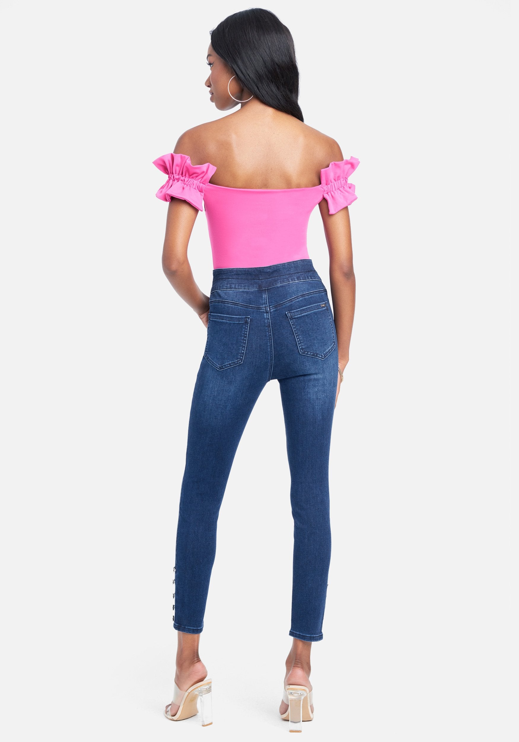 Button Detail Skinny Jeans