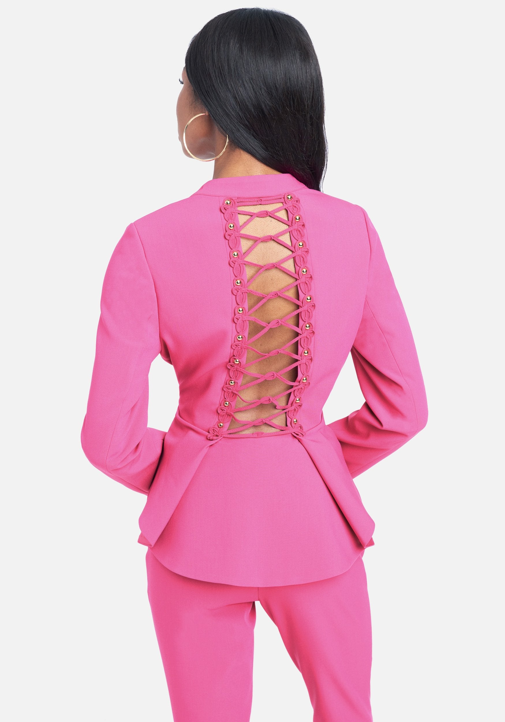 Stretch Twill Lace Up Back Detail Jacket