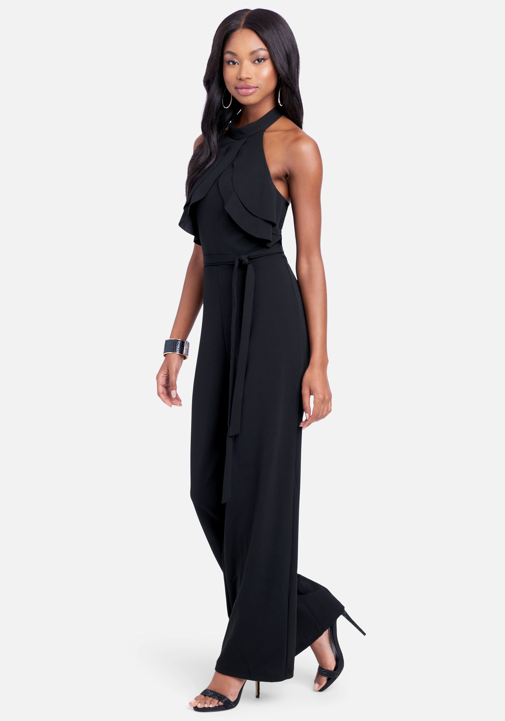 Double Ruffle Halter Jumpsuit