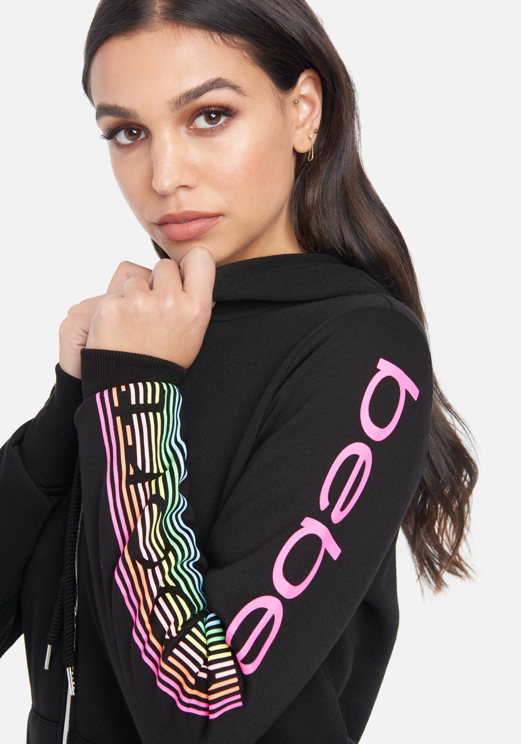Bebe Sport Reflector Print Zip-Up Hoodie