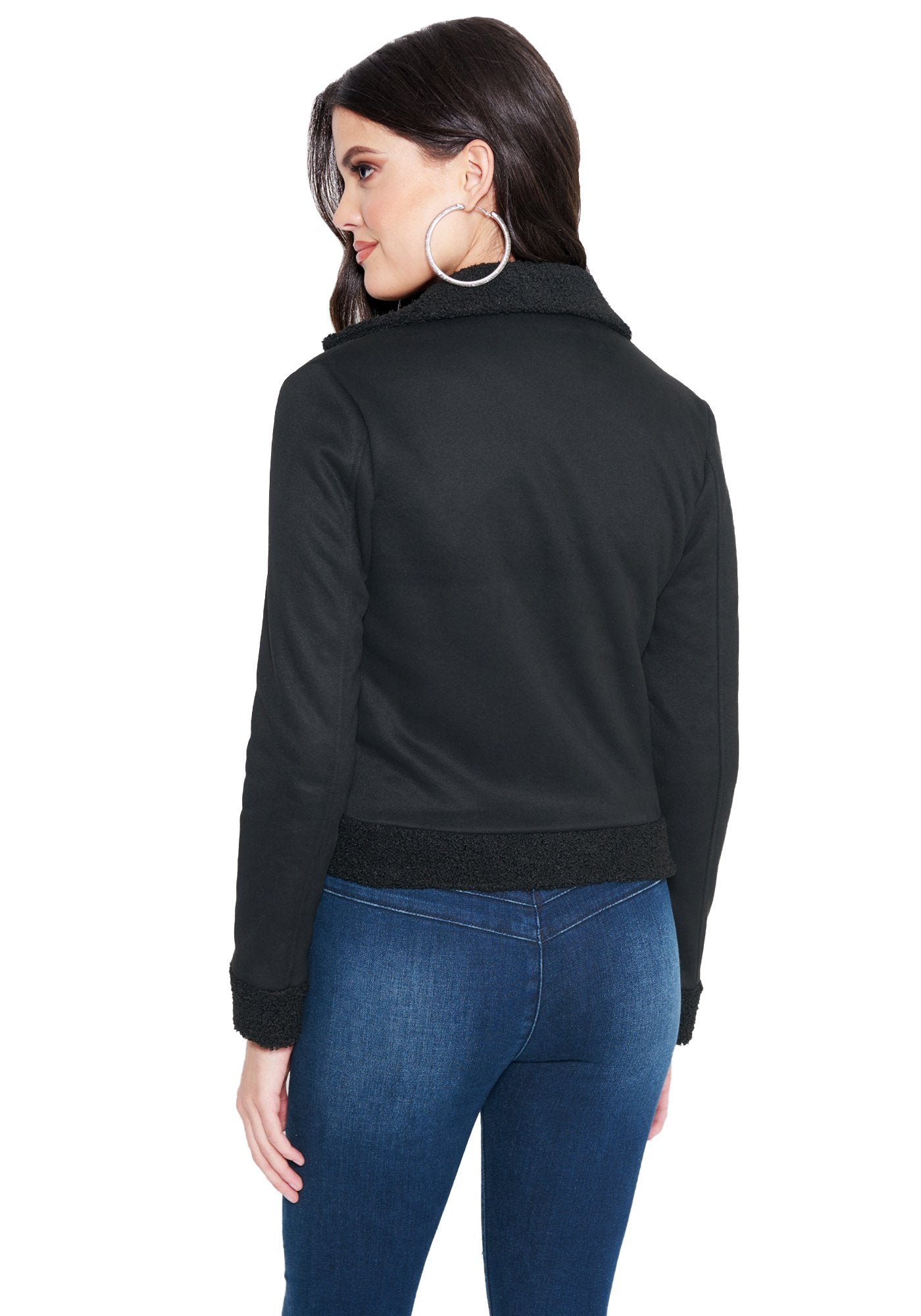 Faux Suede Sherpa Jacket