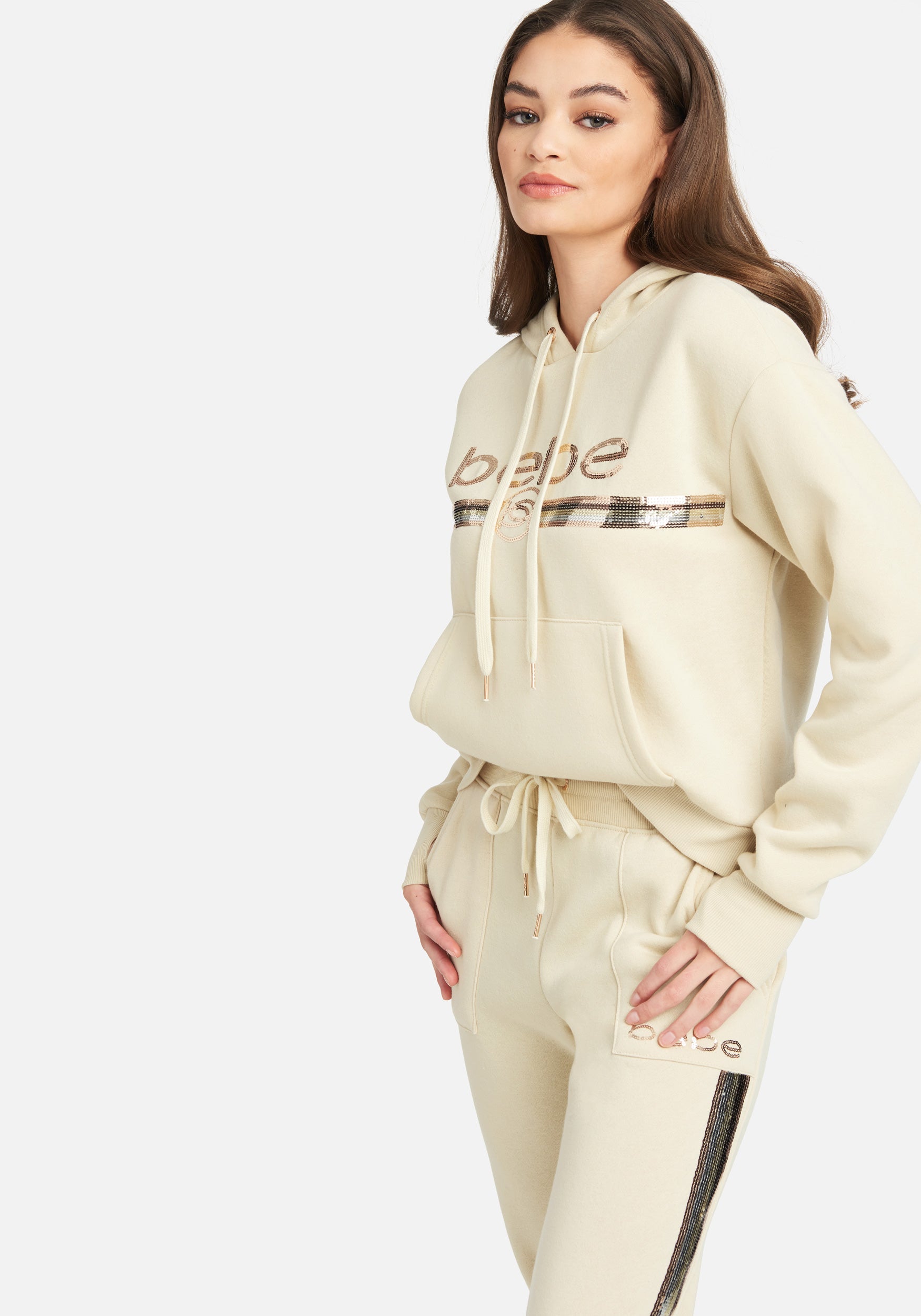 Bebe Sport Sequin Stripe Pullover