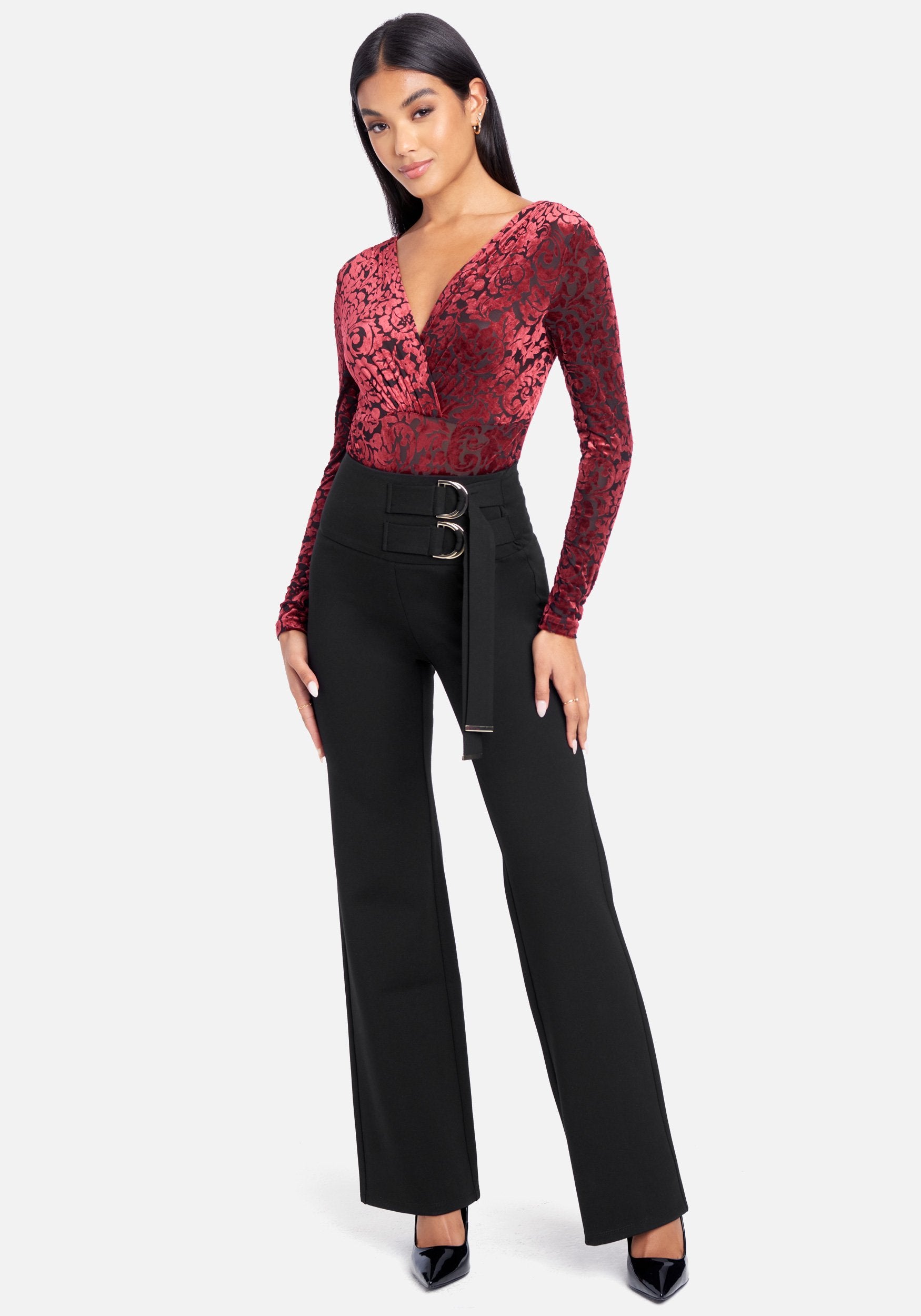 Double Side Ring With Tie Wide Leg Pants