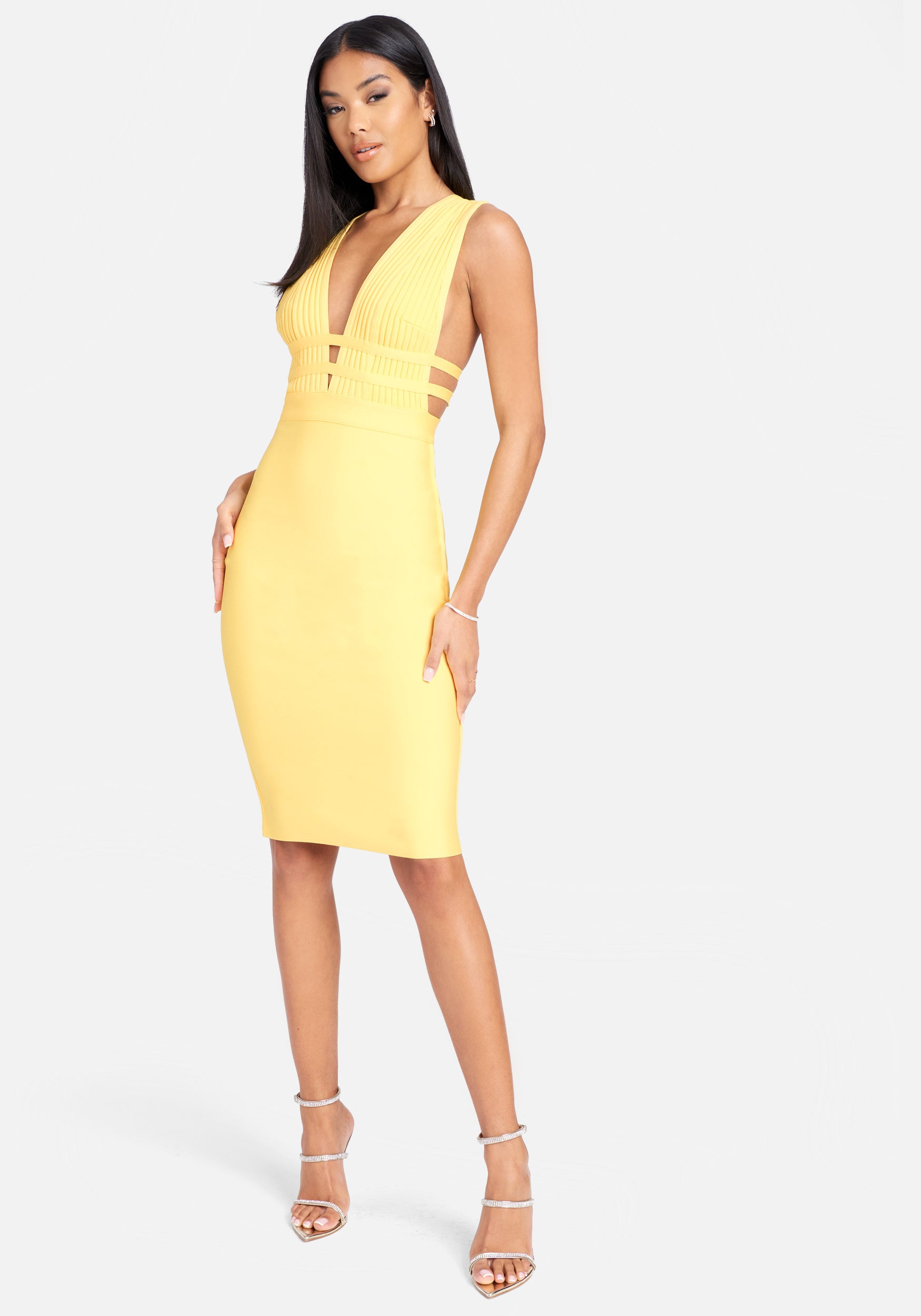 Plunge Neck Bandage Dress