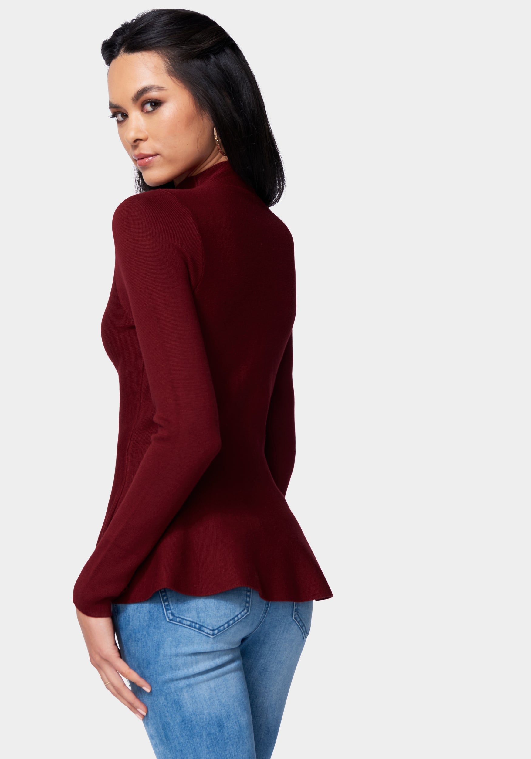 Mock Neck Peplum Sweater