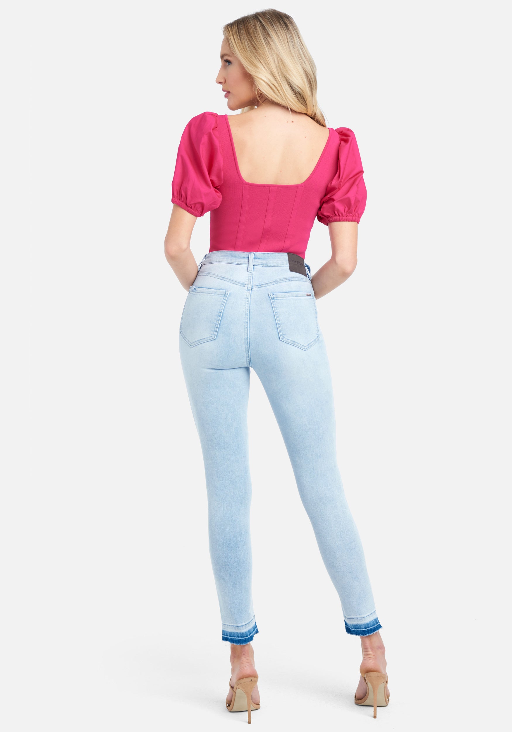 High Waist Multi Button Skinny Jeans