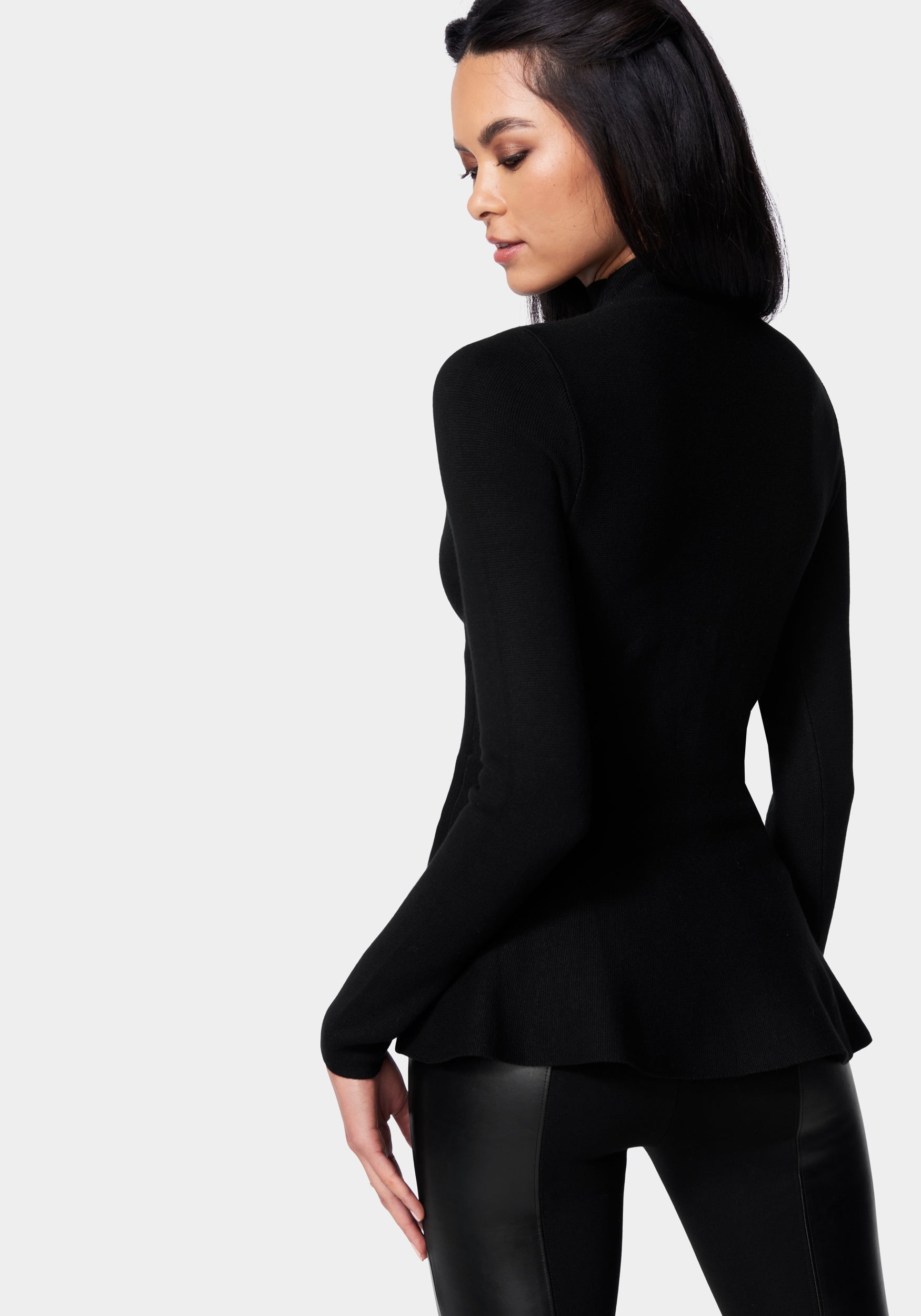 Mock Neck Peplum Sweater