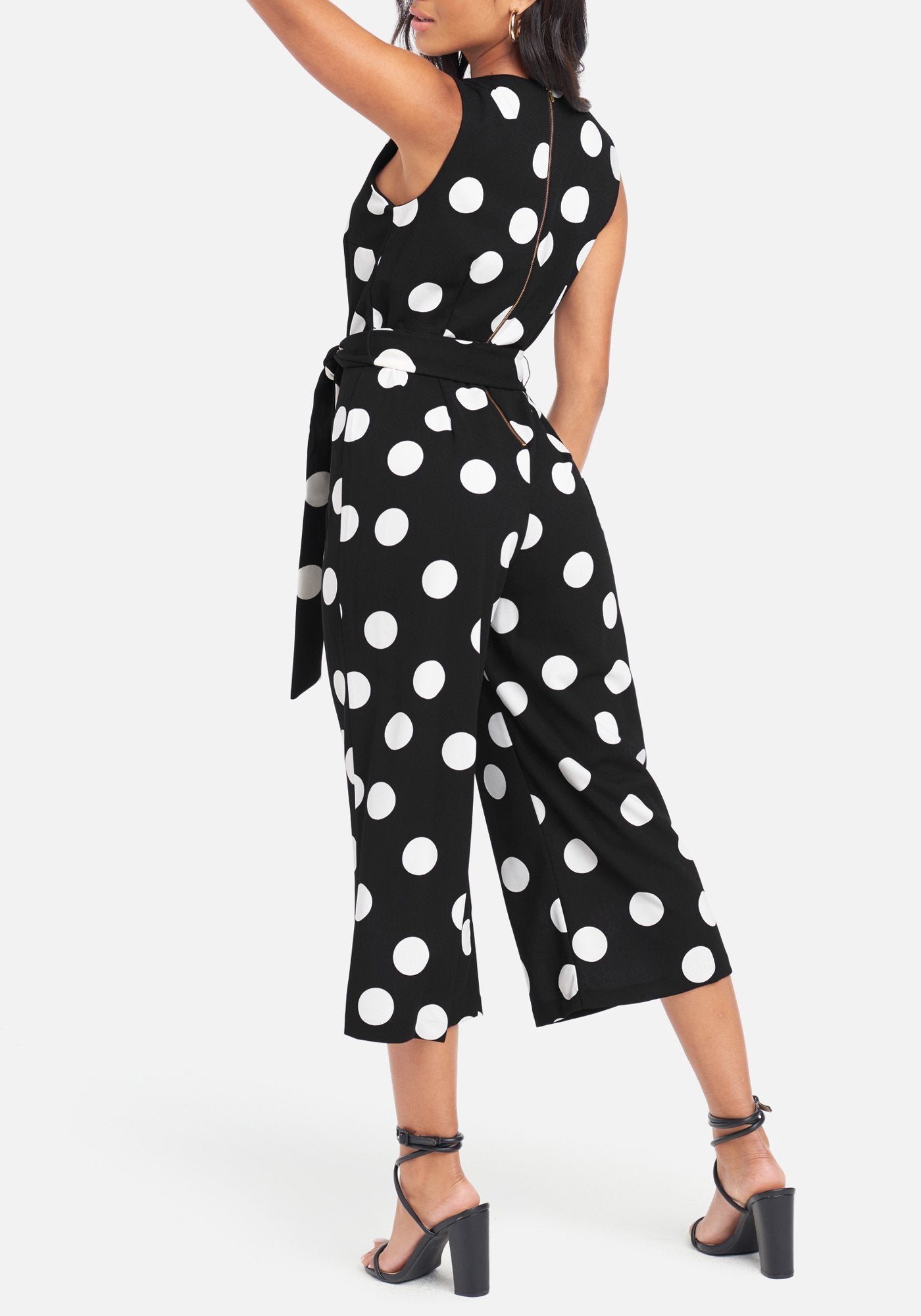 Printed Gaucho V Neck Jumpsuit