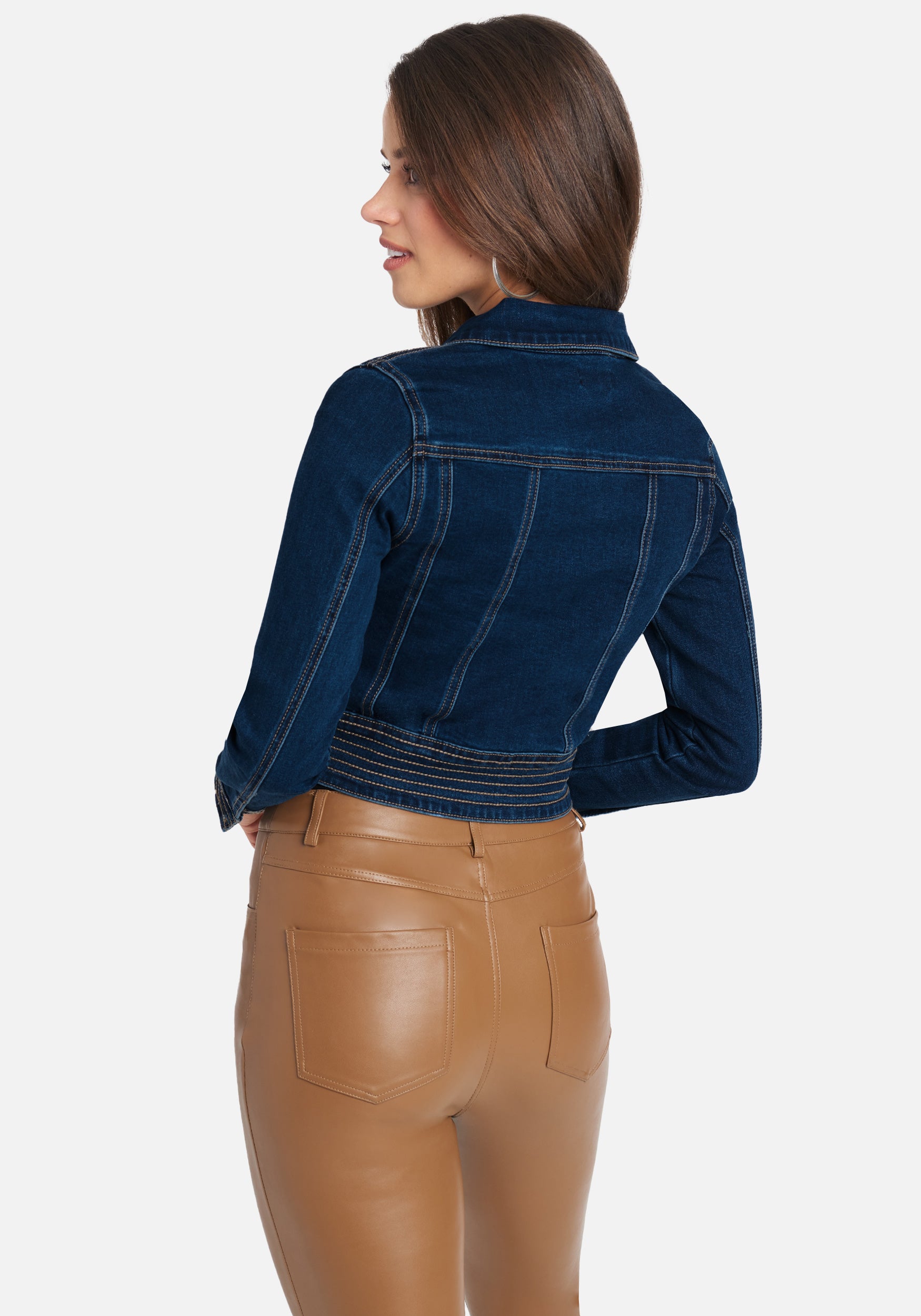 Multi Stitch Cropped Denim Jacket