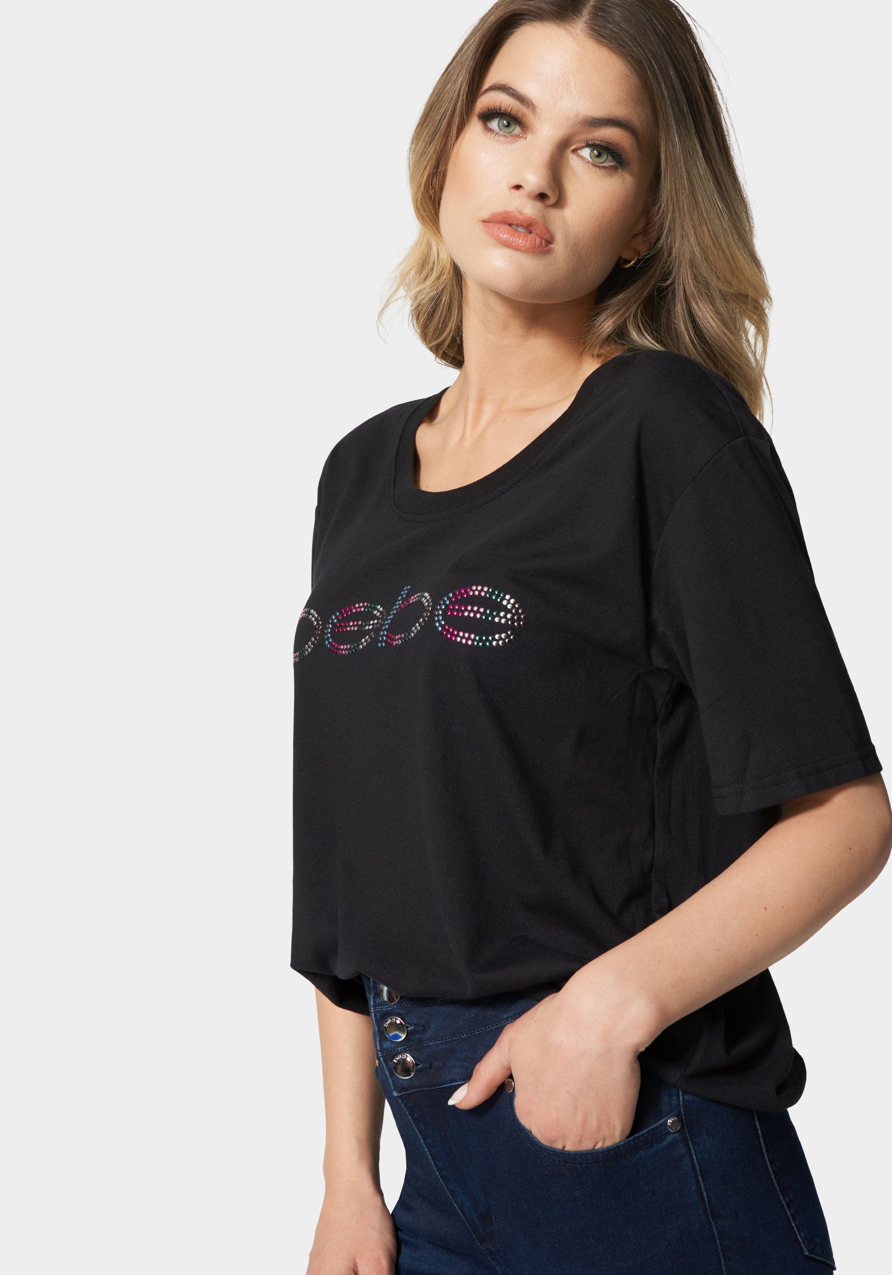 Bebe Logo Nailhead Boxy T Shirt