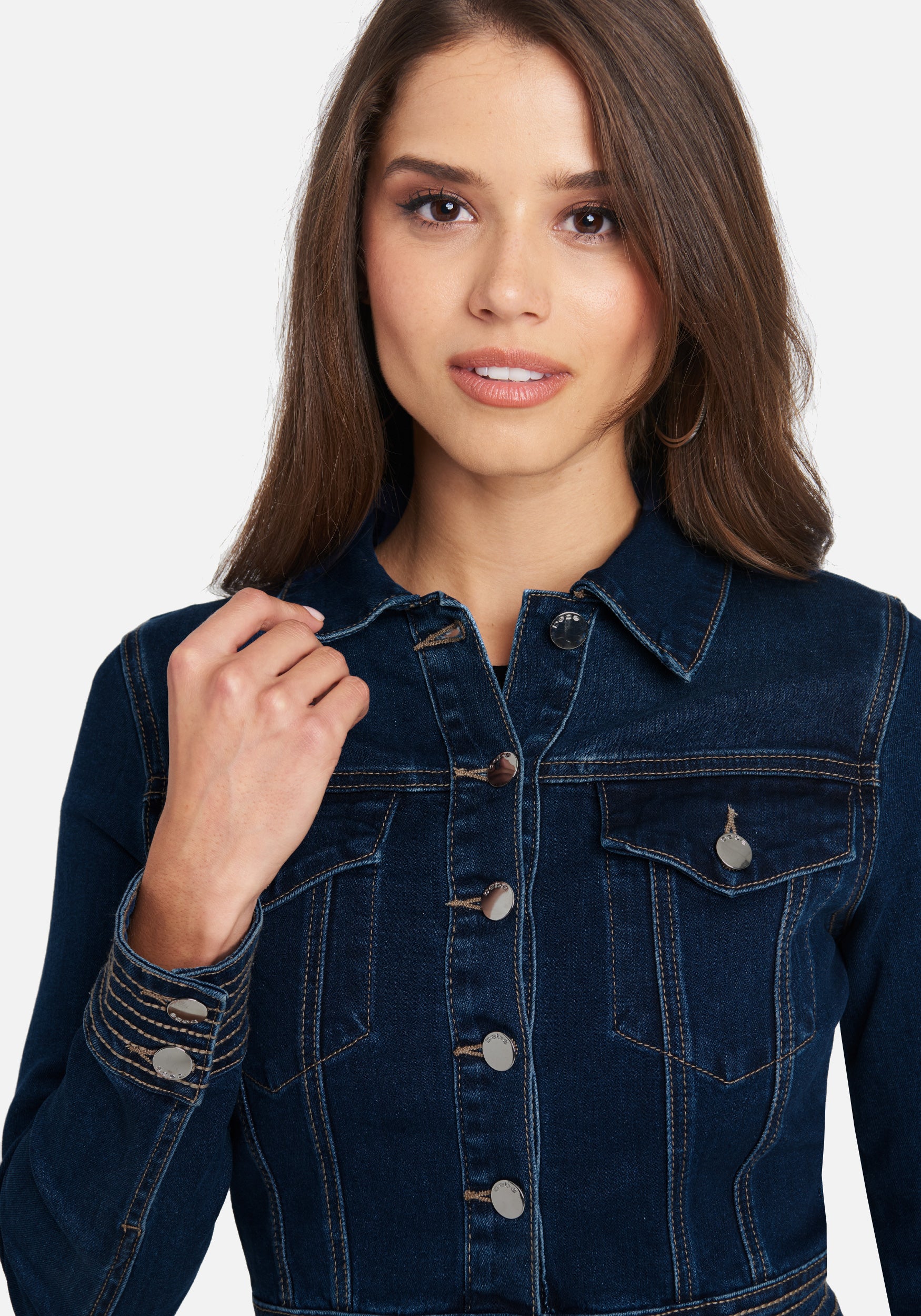 Multi Stitch Cropped Denim Jacket