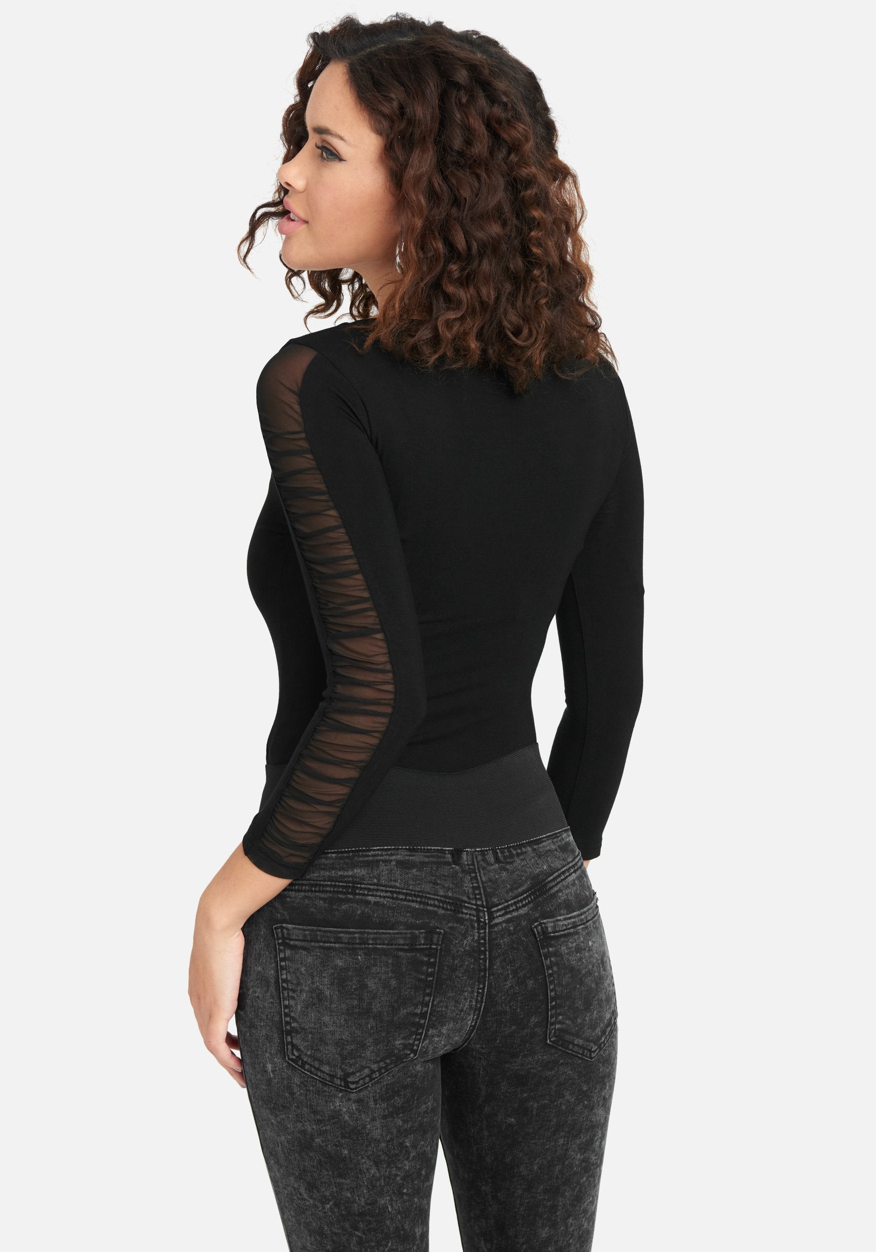 Mesh Sleeve Knit Top