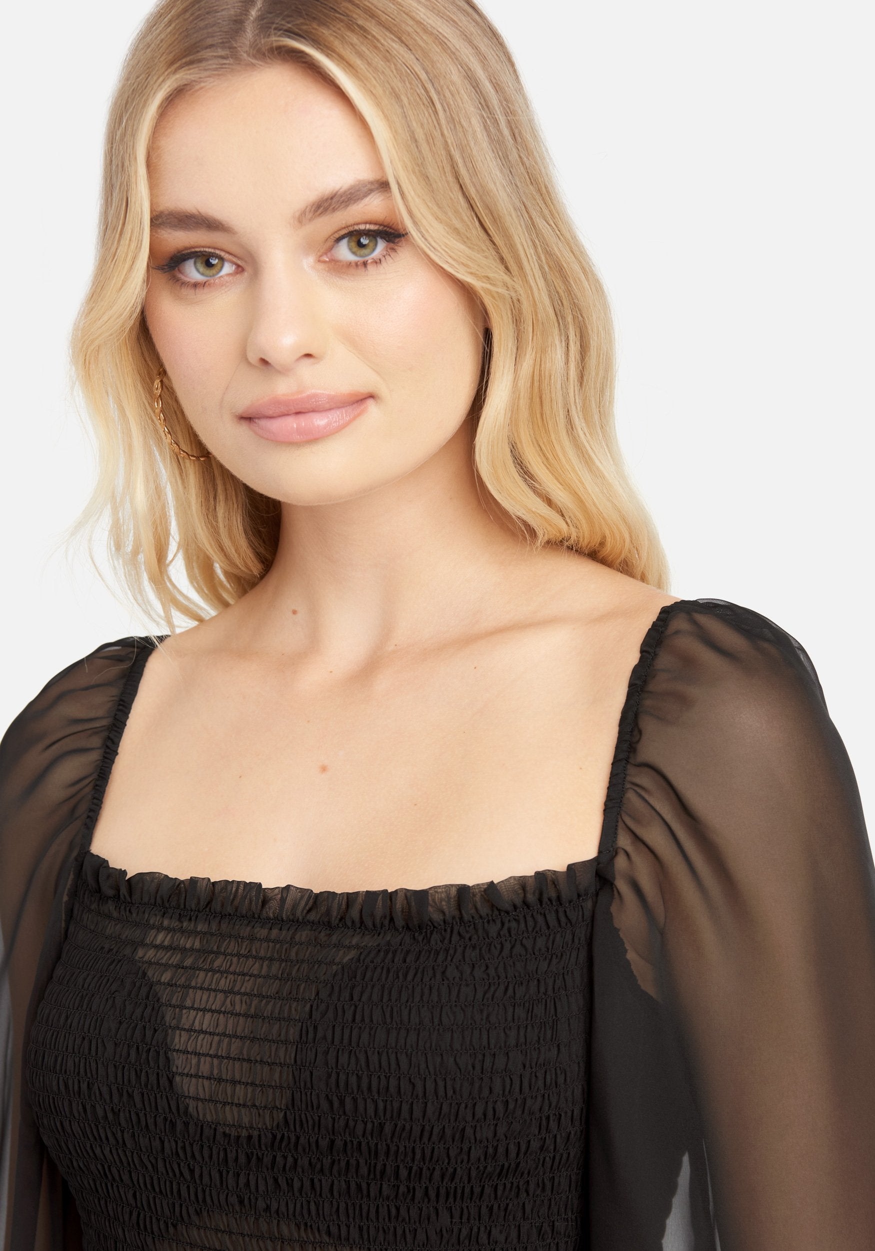 Chiffon Smocked Flowy Dress