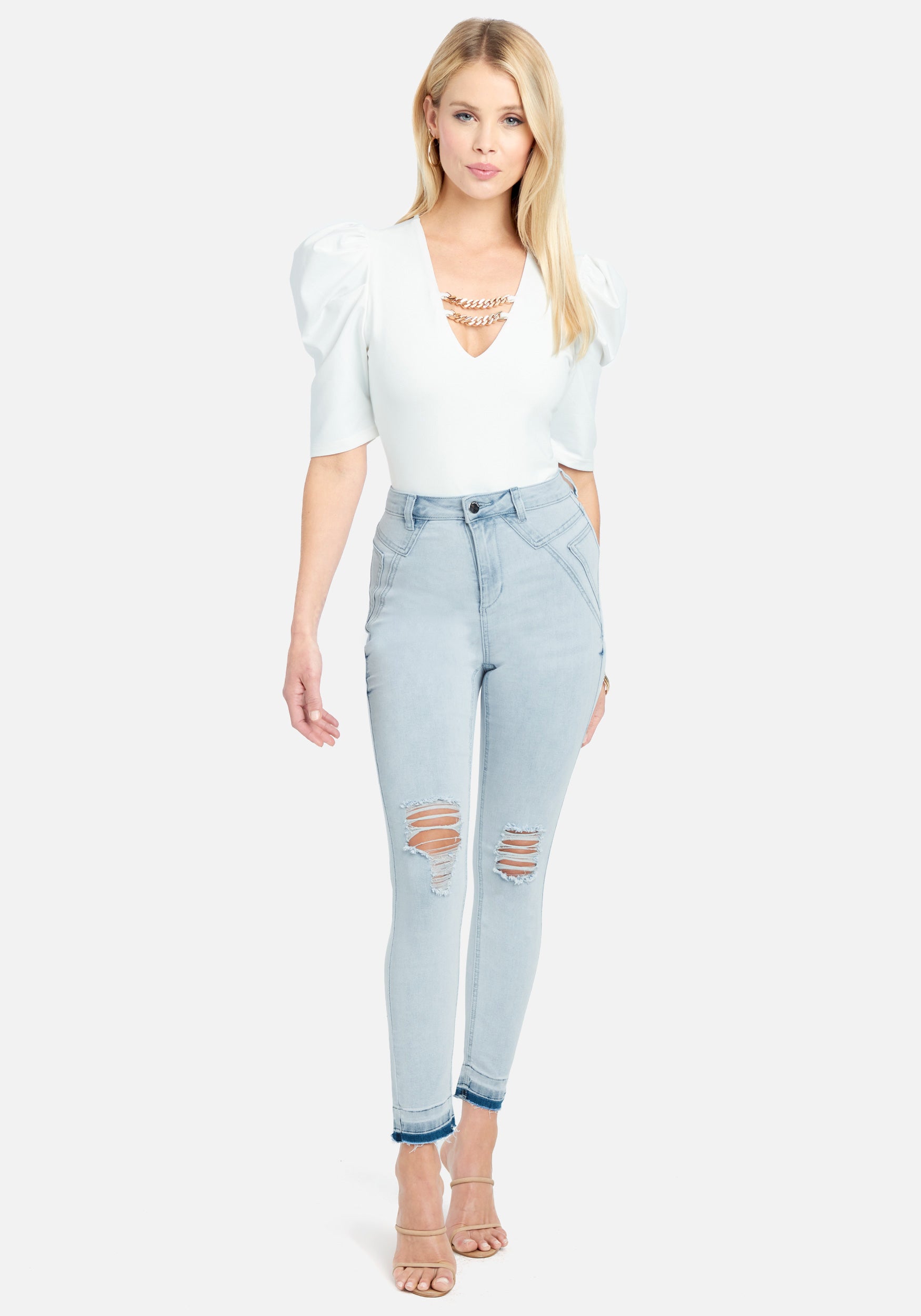 High Waist Pocket Detail Skinny Jeans