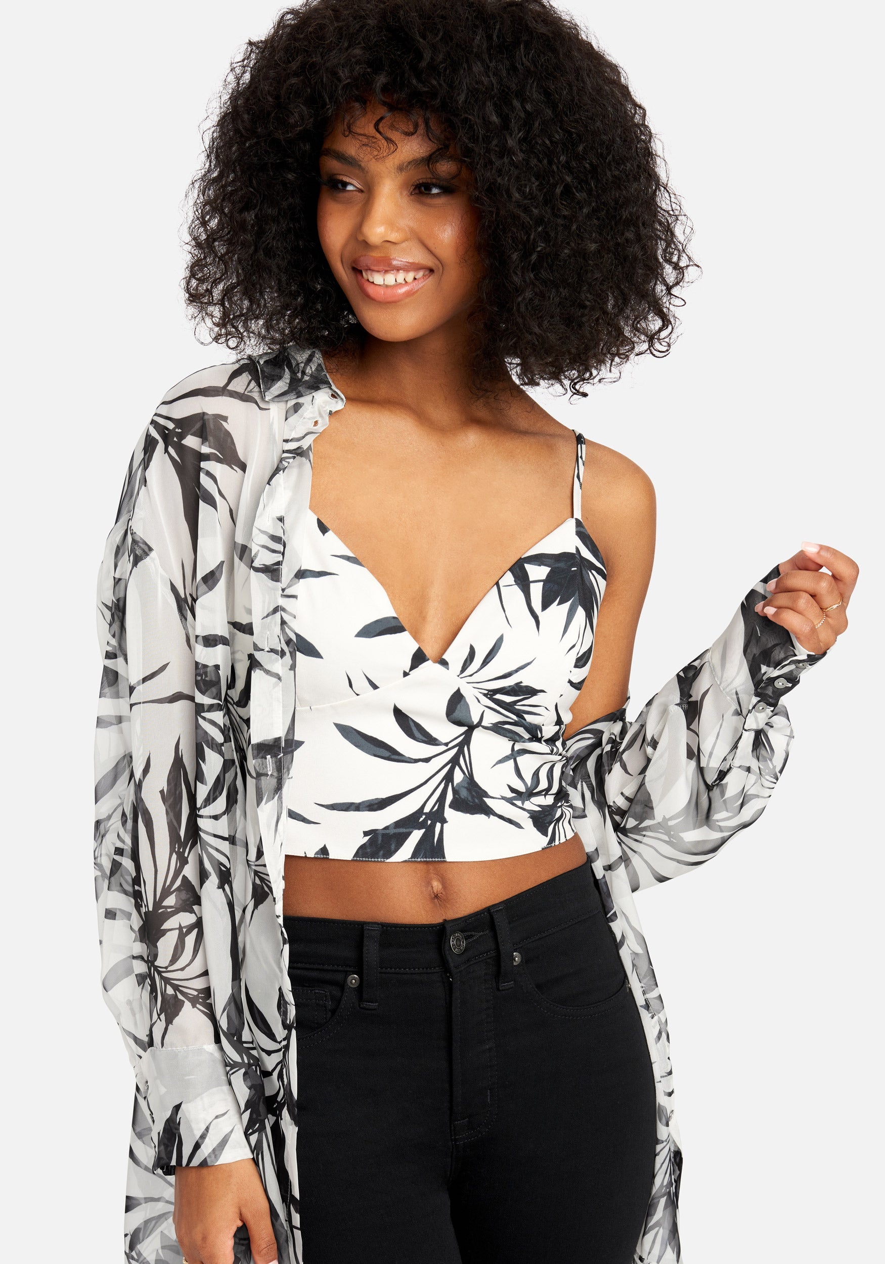 Satin Bustier Top With Matching Chiffon Blouse