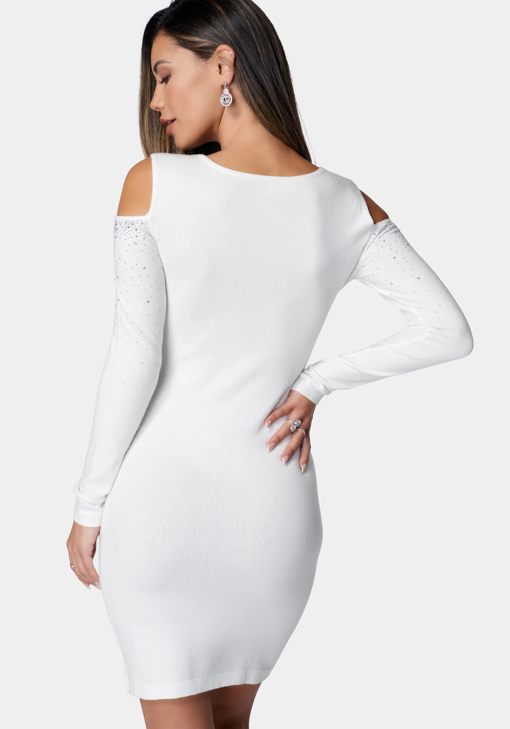 Shoulder Cut Out Sweater Dress