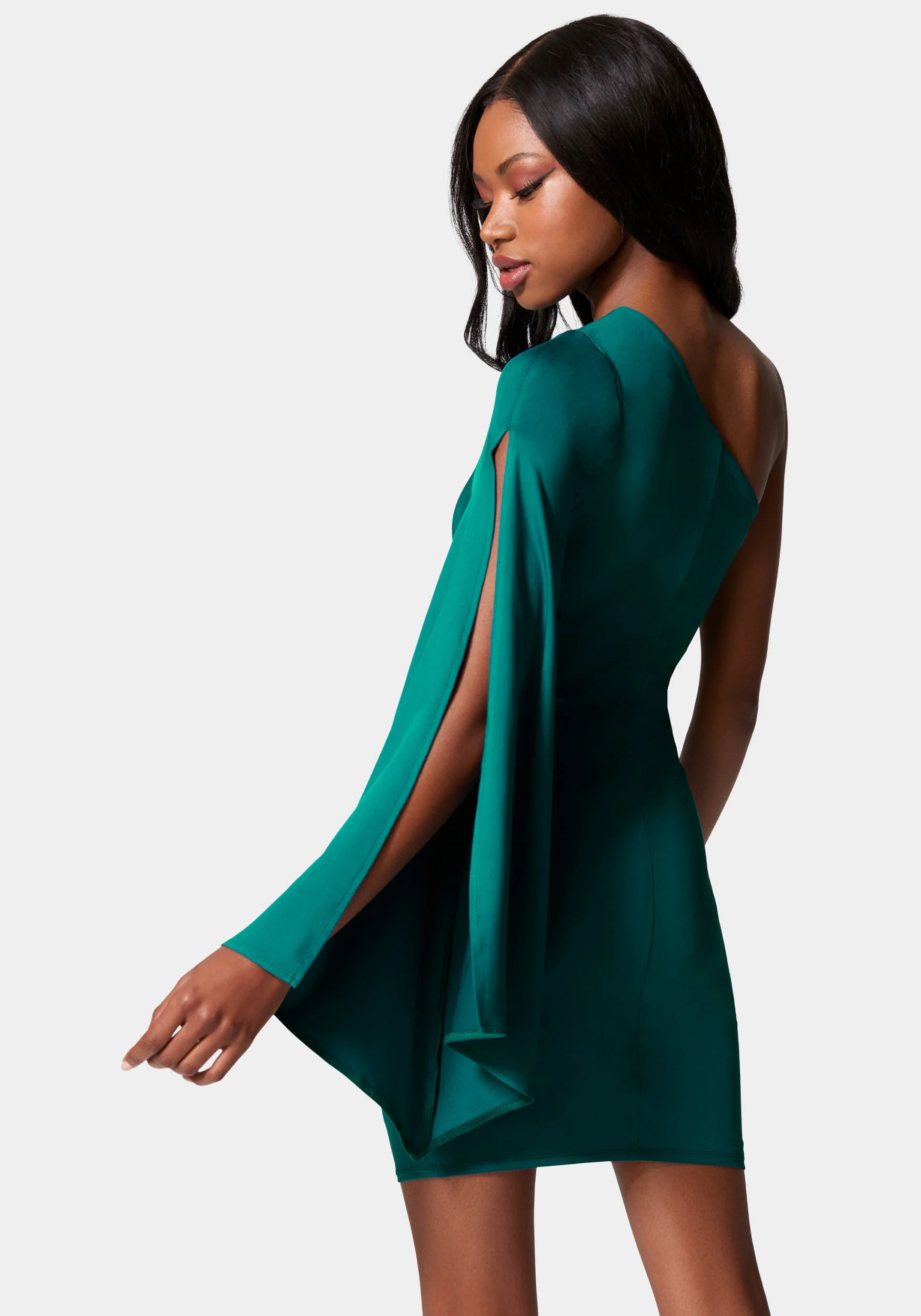 Flowy One Shoulder Asymmetrical Mini Dress