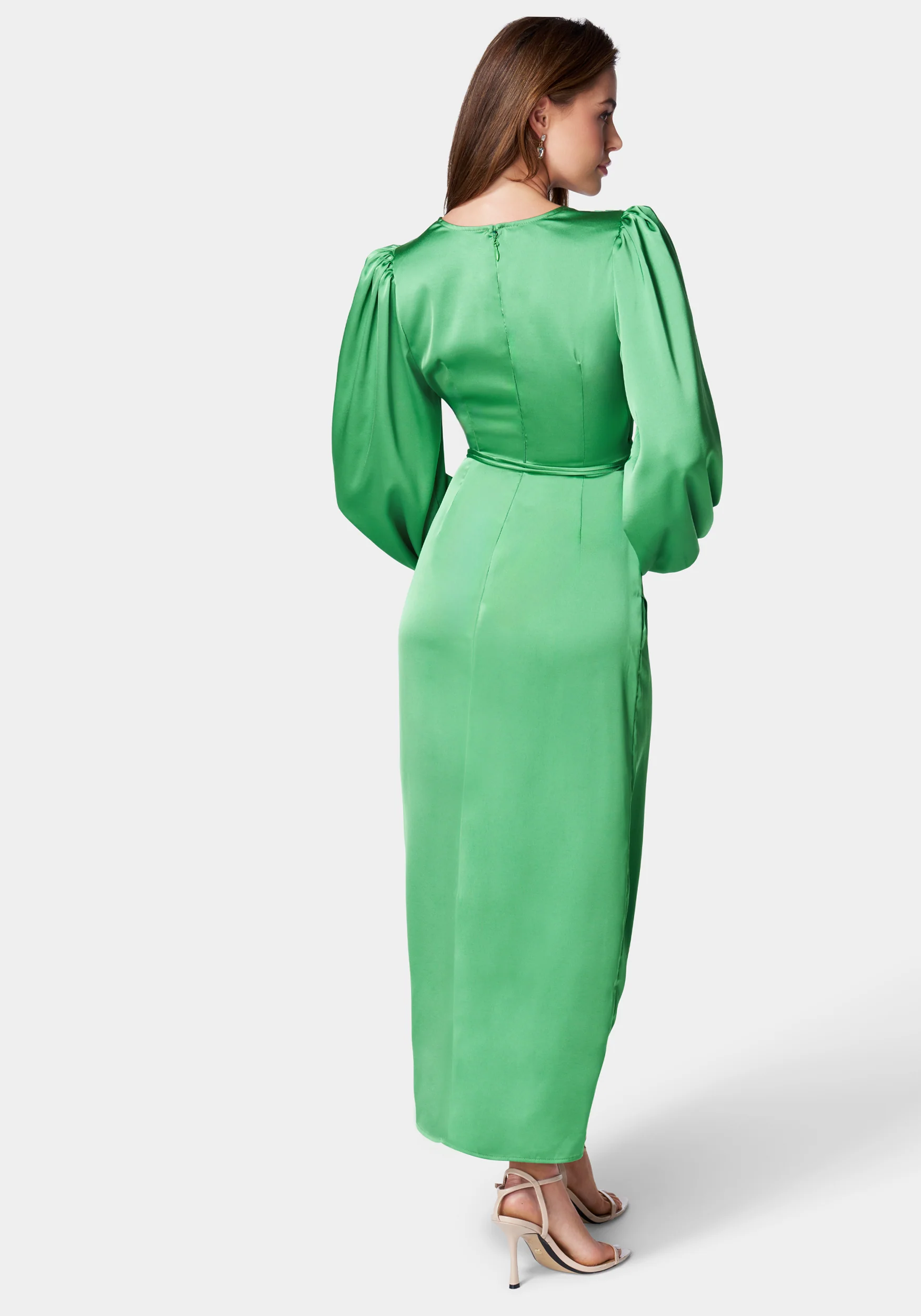 Plunge Neck Tie Front Cutout Dress