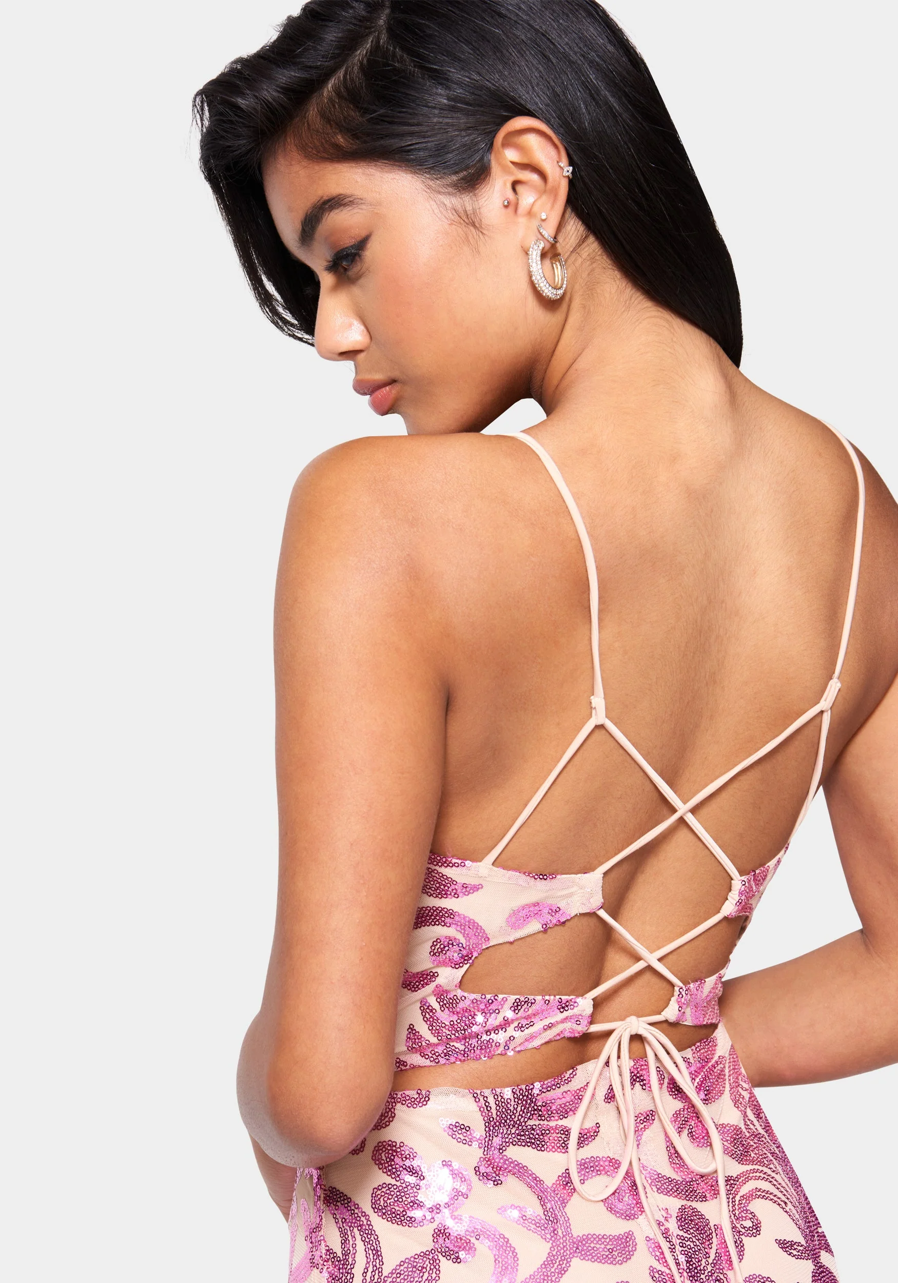 Sparkle Mesh Midi Dress