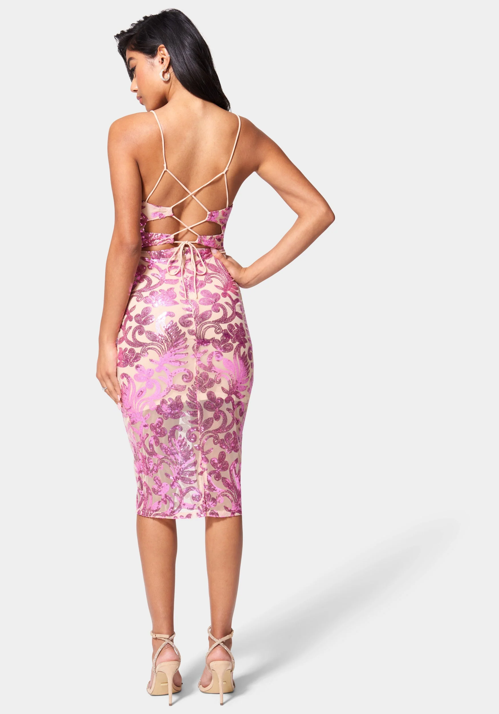 Sparkle Mesh Midi Dress