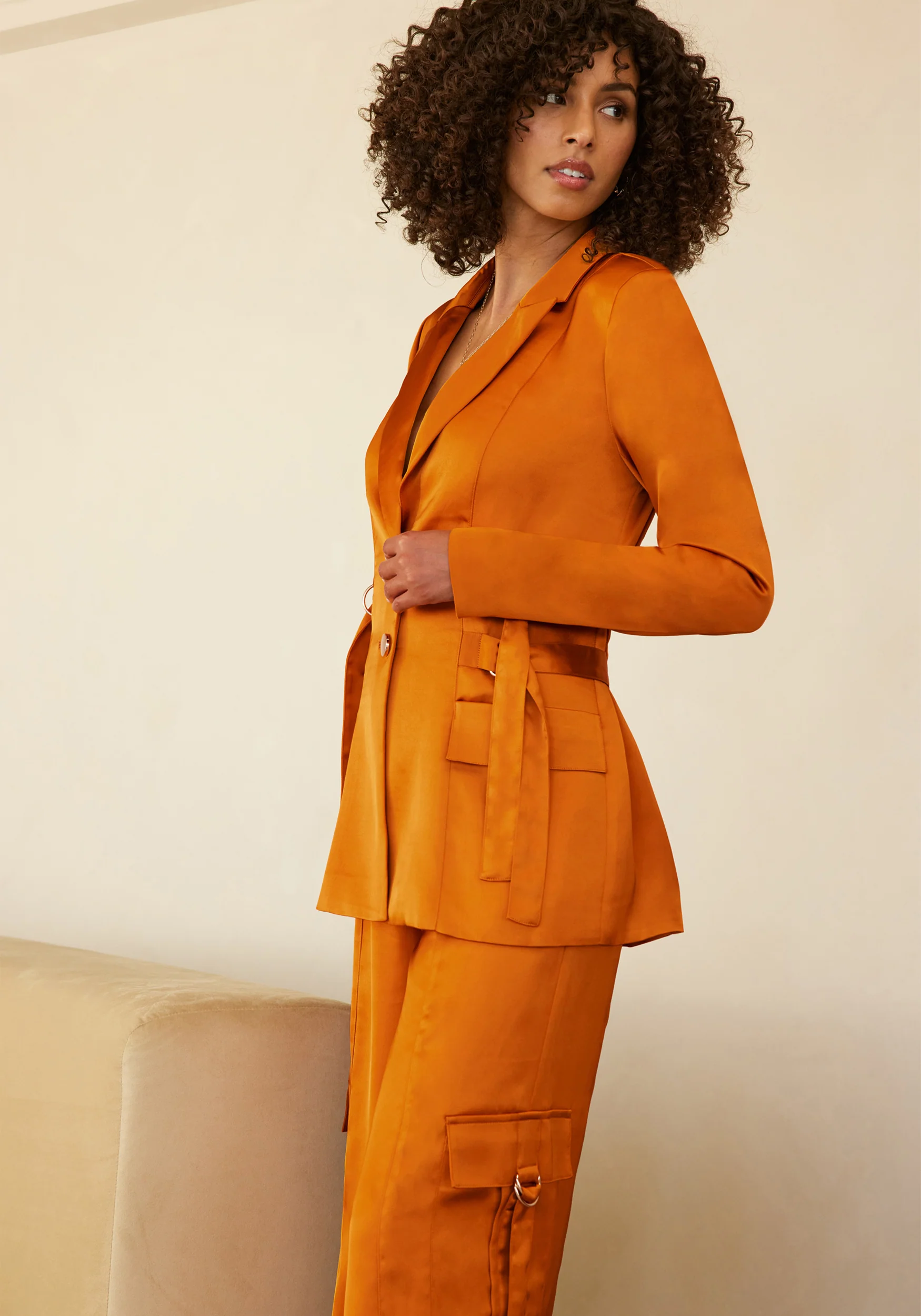 Tailored Satin D Ring Blazer