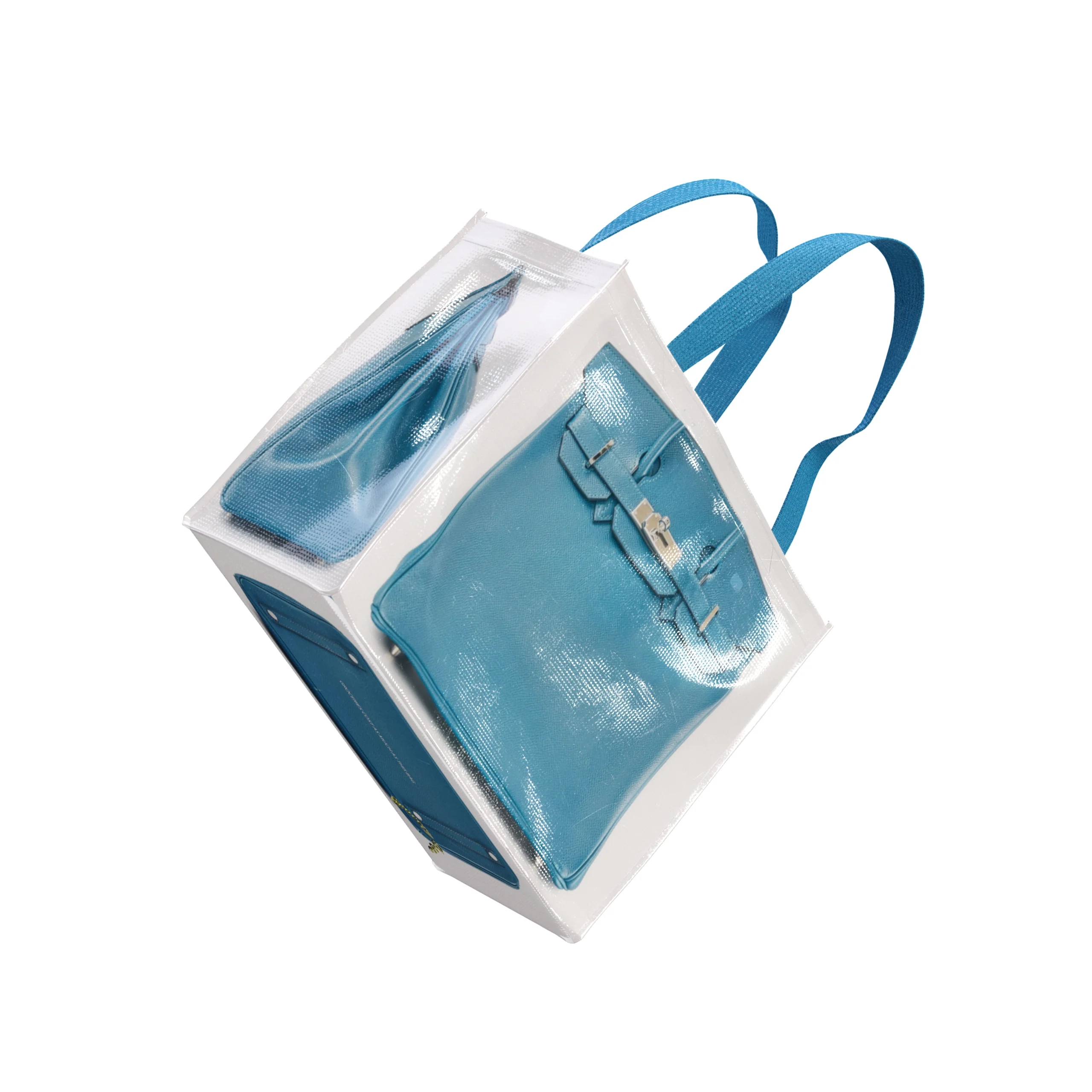 Grocery Bag Creative Copycat Birkin Bag Printed Woven Bag Cobalt Blue Gym Bag