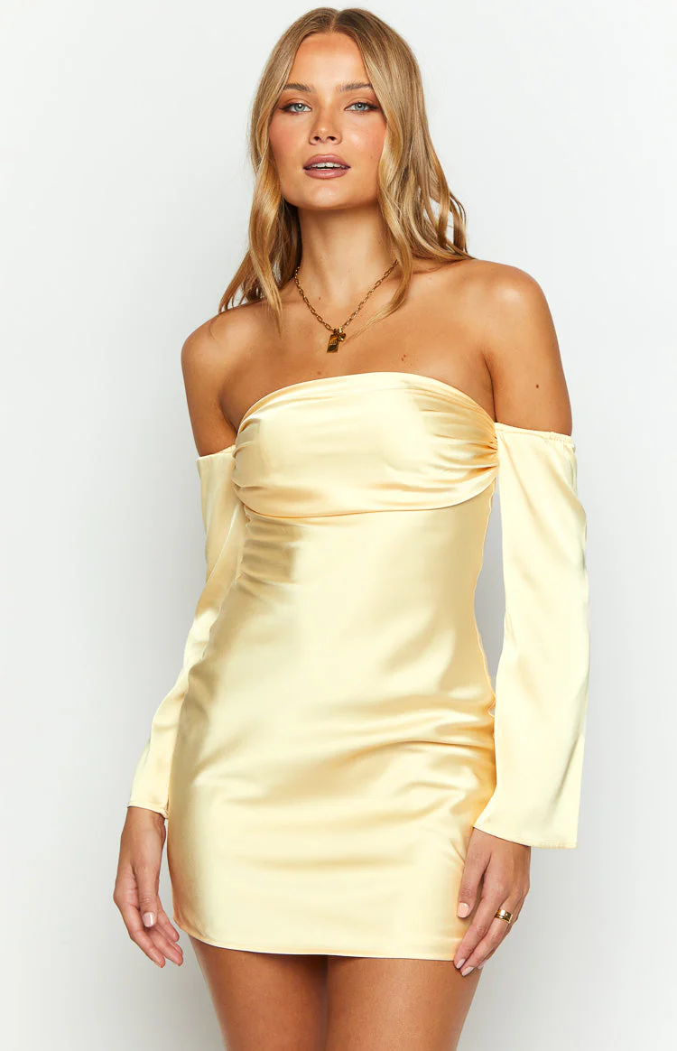 Lita Yellow Satin Mini Dress