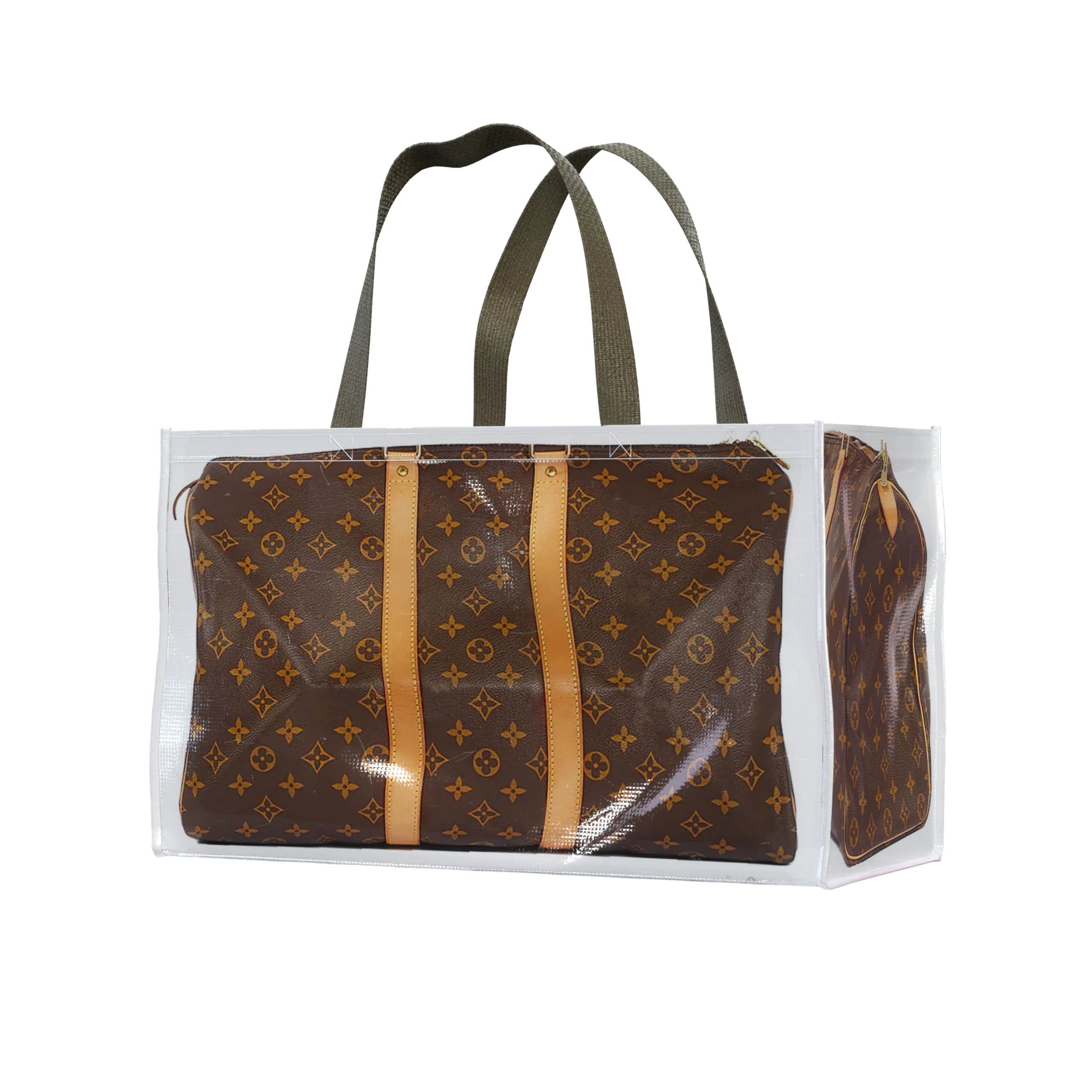 TITA ELVIE duffle Grocery Bag, brown  canvas, large