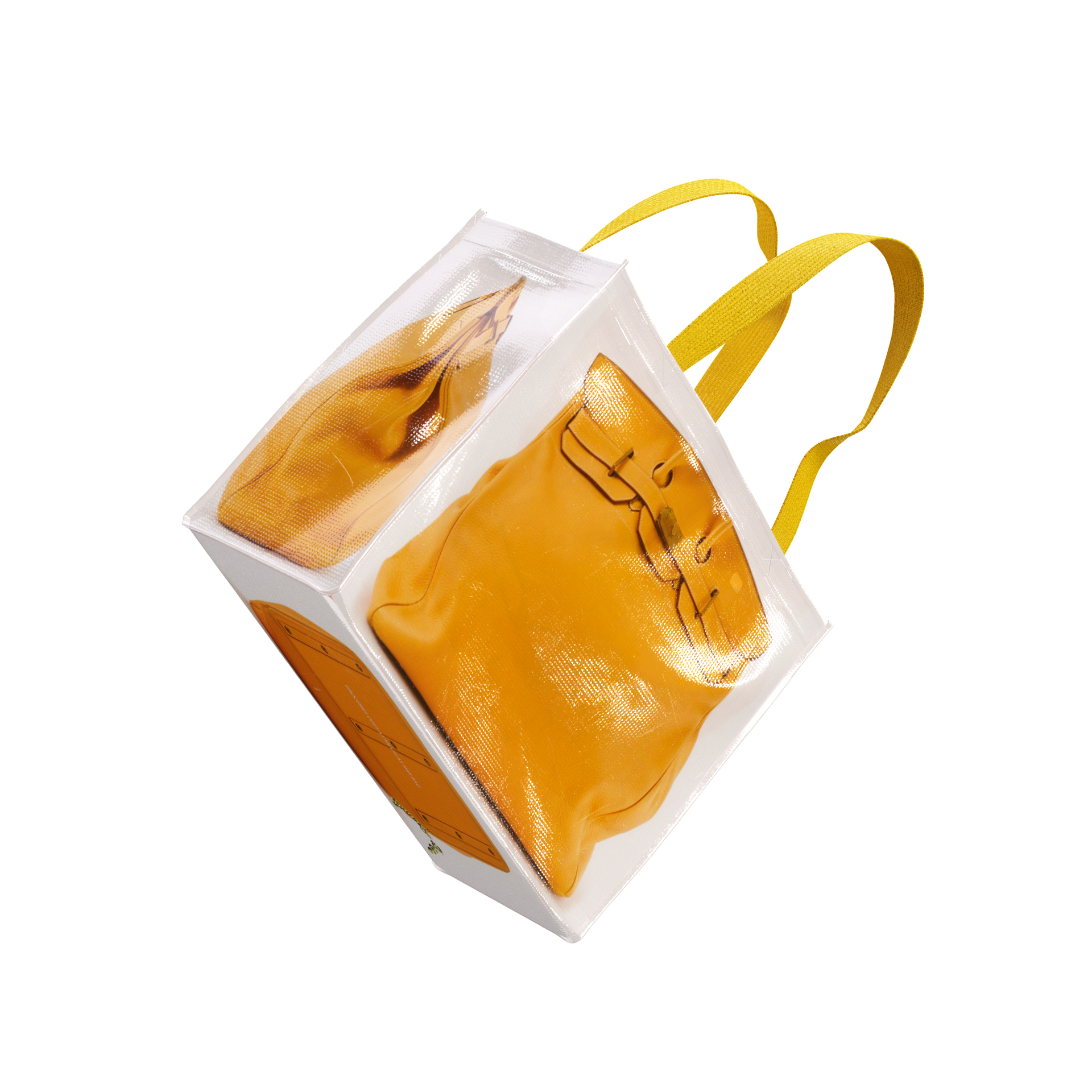 Yellow creative spoof Birkin bag printed woven bag Birkin fitness leisure bag