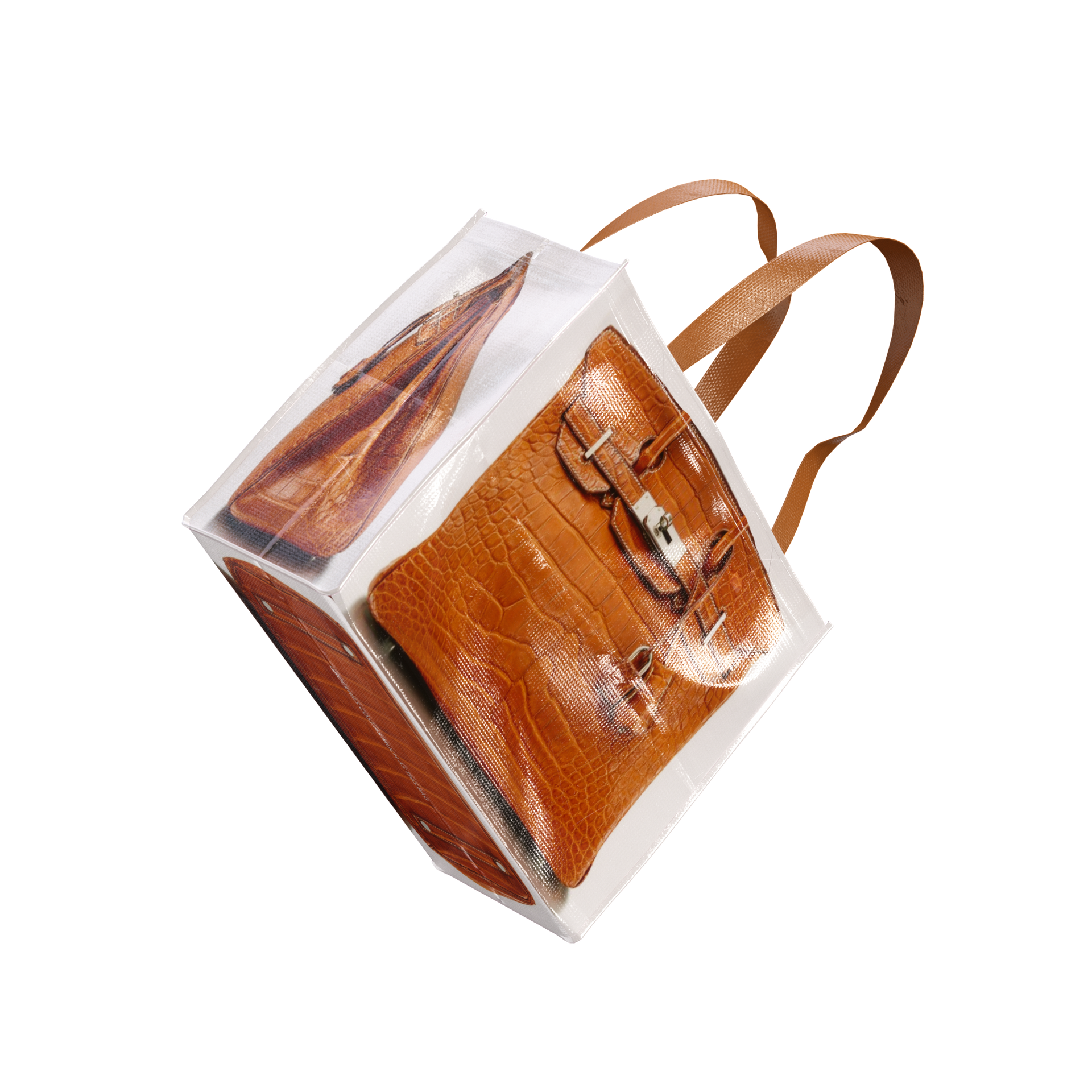 Brown creative spoof Birkin bag printed woven bag Birkin fitness leisure bag