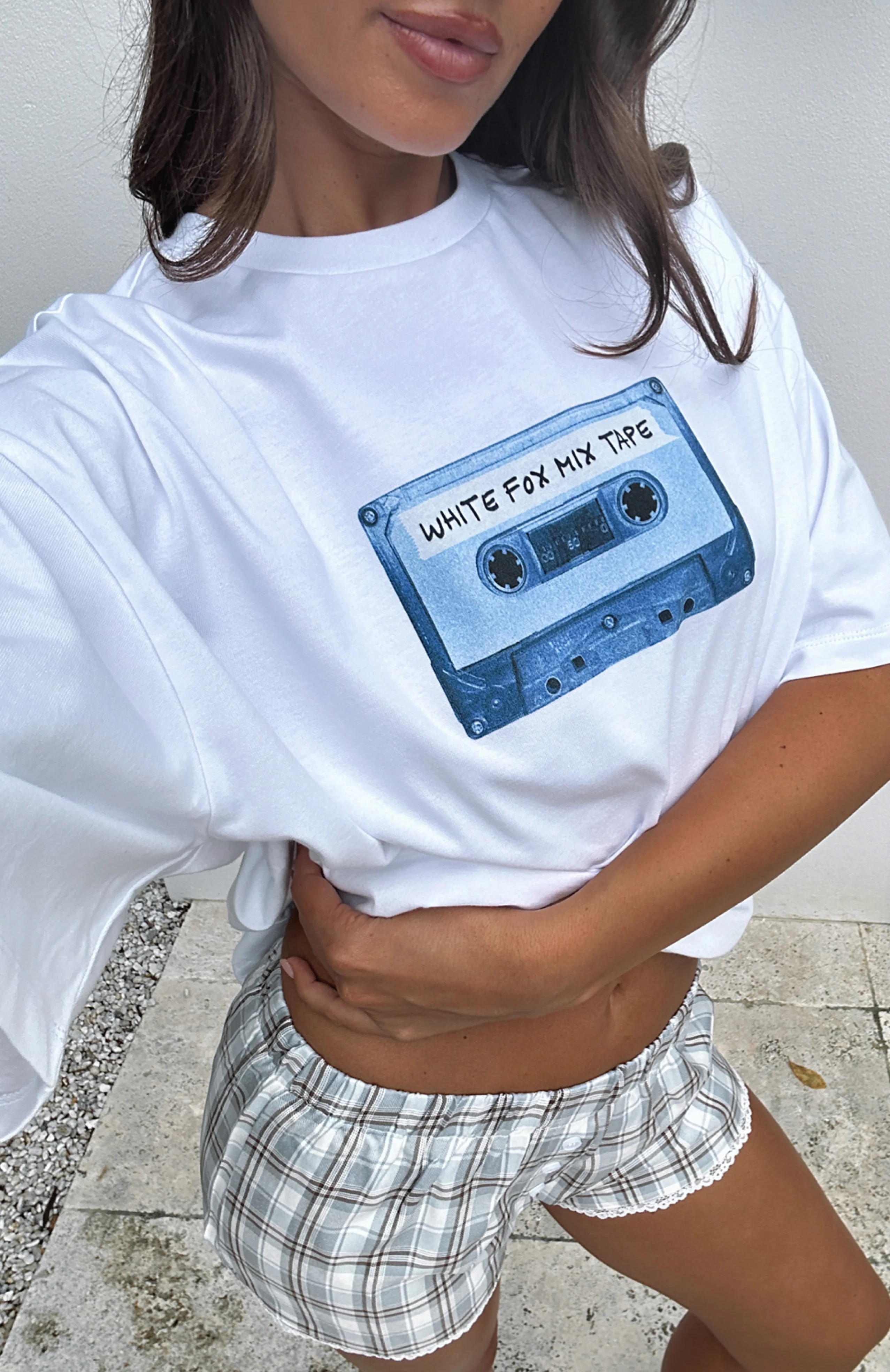 Playing My Song Oversized Tee White