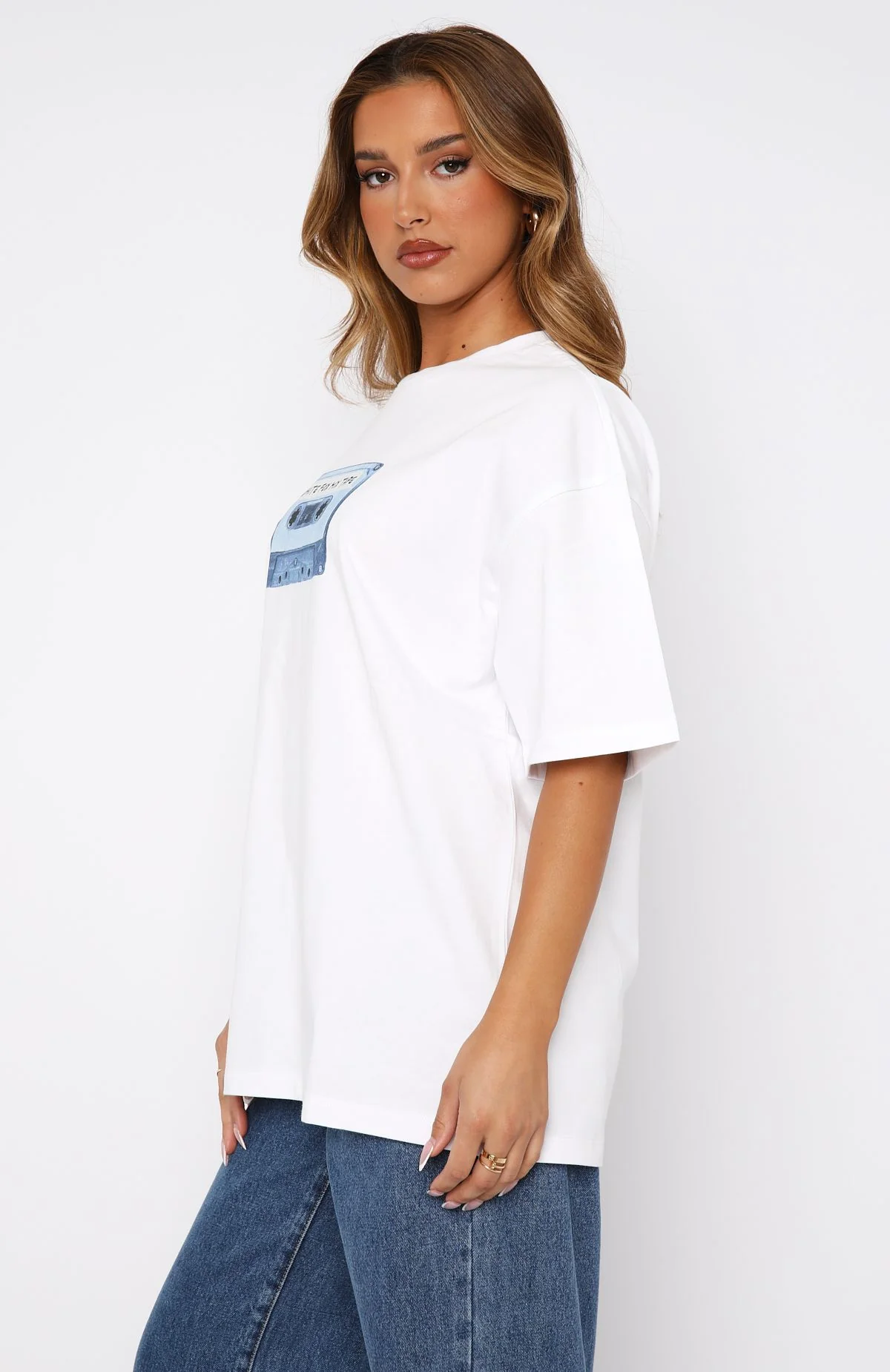 Playing My Song Oversized Tee White