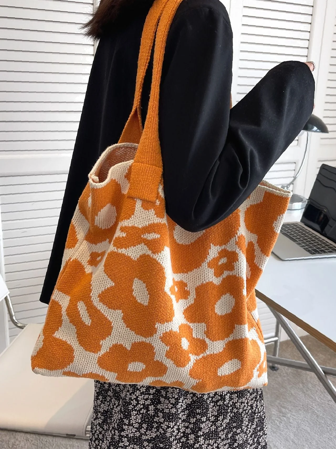 Bag For Love - Floral Graphic Large Capacity Crochet Bag  - Women Tote Bags