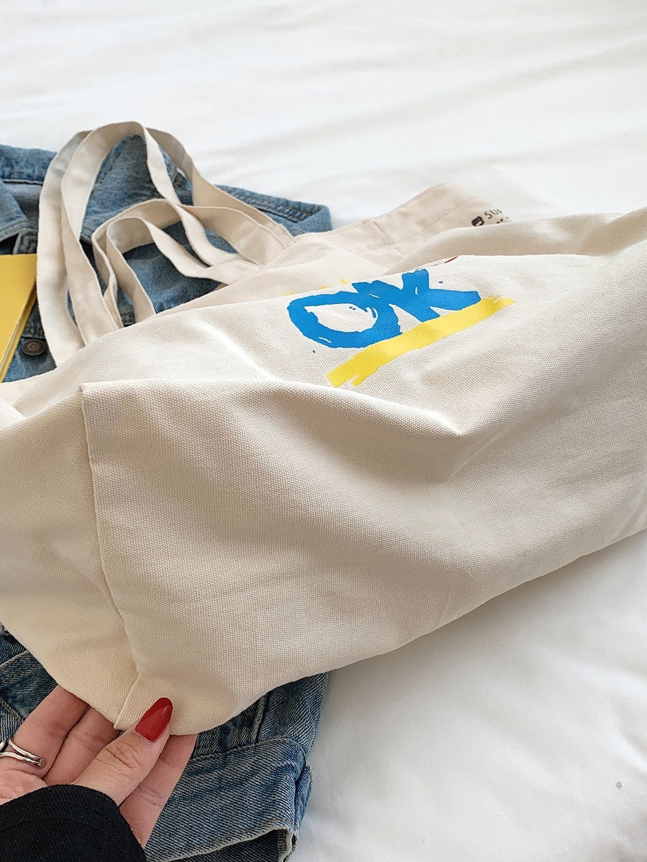 Bag For Love - Letter Graphic Top Handle Tote Bag  - Women Tote Bags