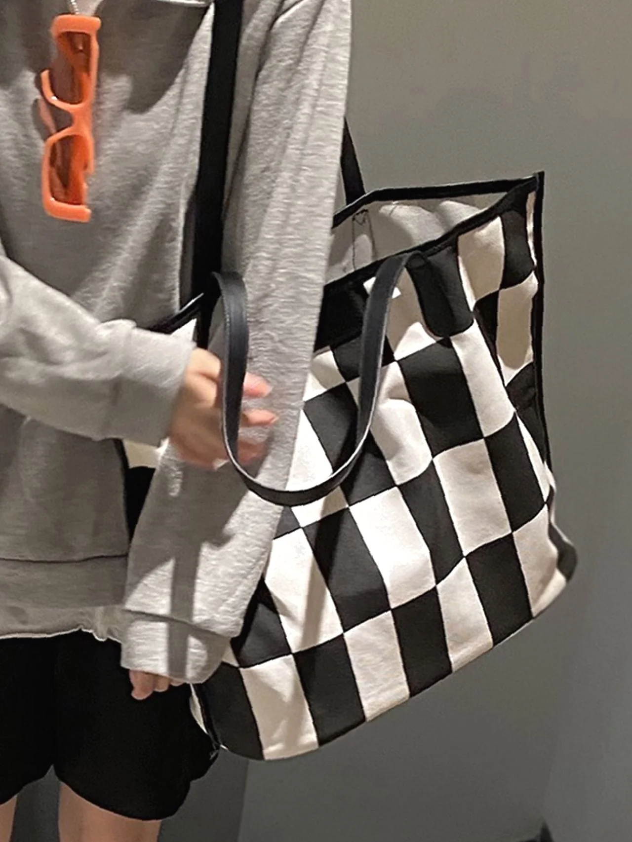 Bag For Love - Checkered Pattern Large Capacity Shoulder Tote Bag  - Women Tote Bags