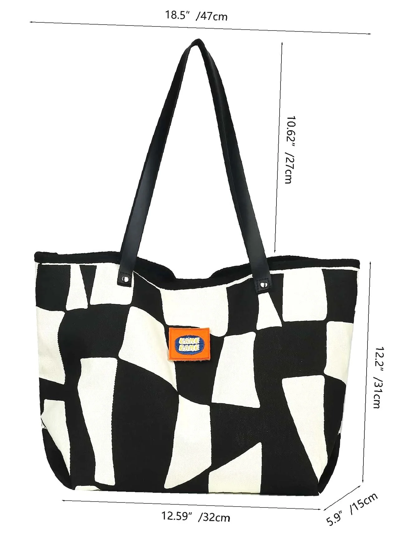 Bag For Love - Two Tone Patch Decor Shoulder Tote Bag  - Women Tote Bags
