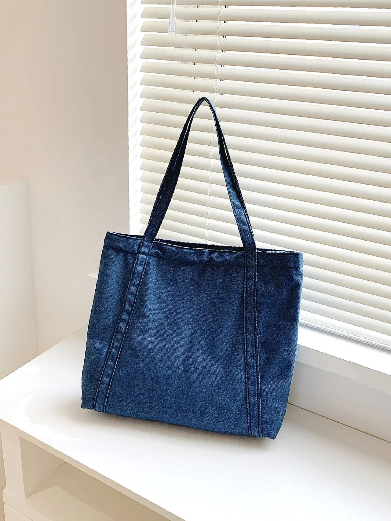 Bag For Love - Minimalist Denim Shoulder Tote Bag  - Women Tote Bags