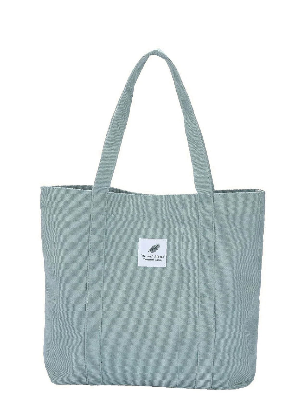 Bag For Love - Corduroy Letter Patch Shopper Bag  - Women Tote Bags