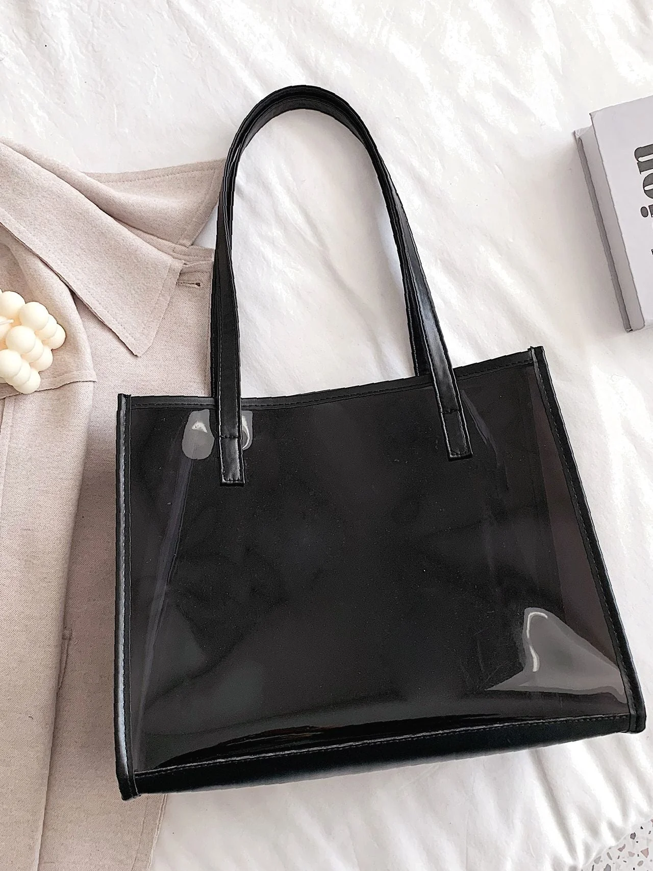 Bag For Love - Letter Graphic Tote Bag with Inner Pouch  - Women Tote Bags