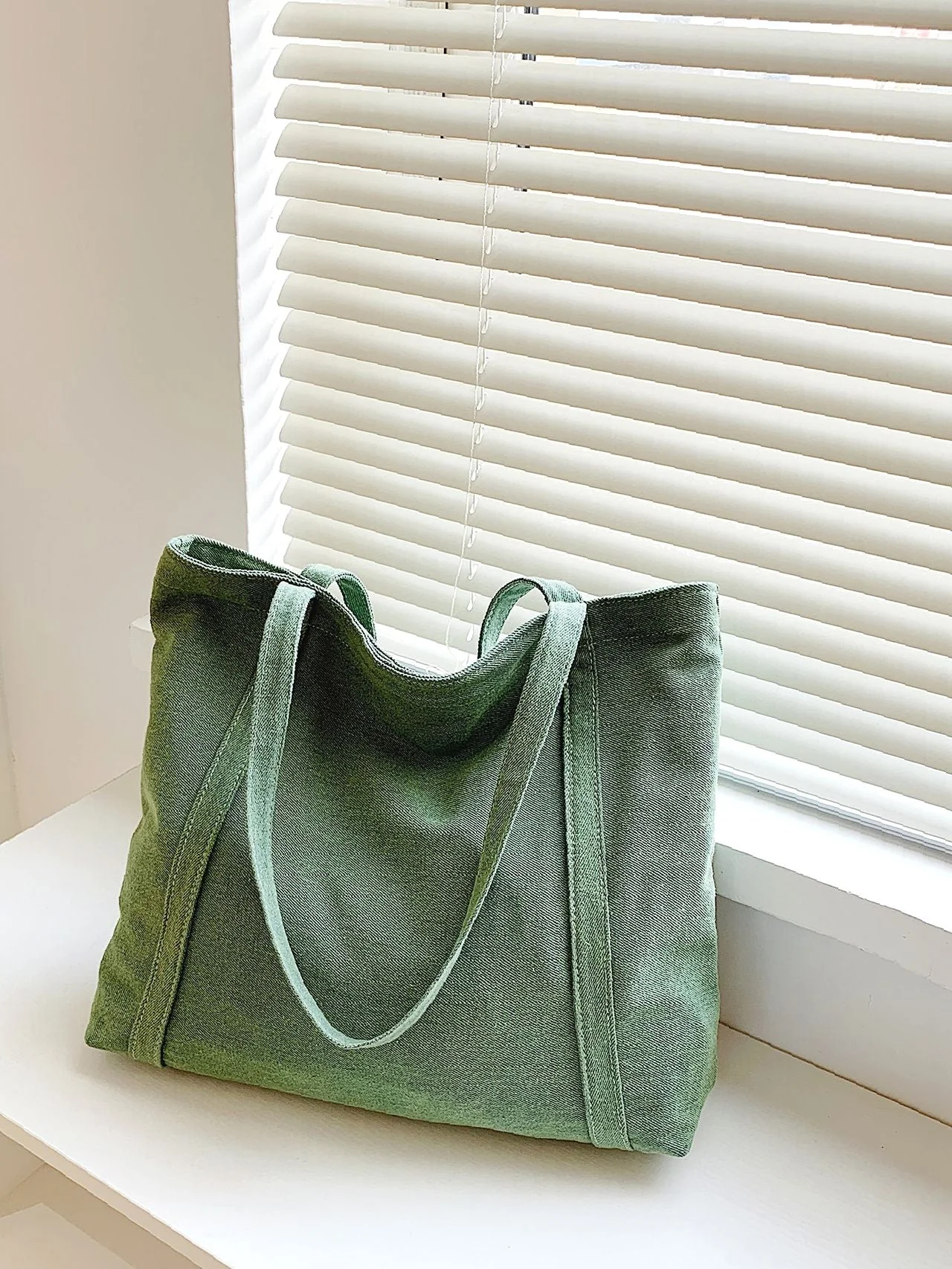 Bag For Love - Minimalist Denim Shoulder Tote Bag  - Women Tote Bags