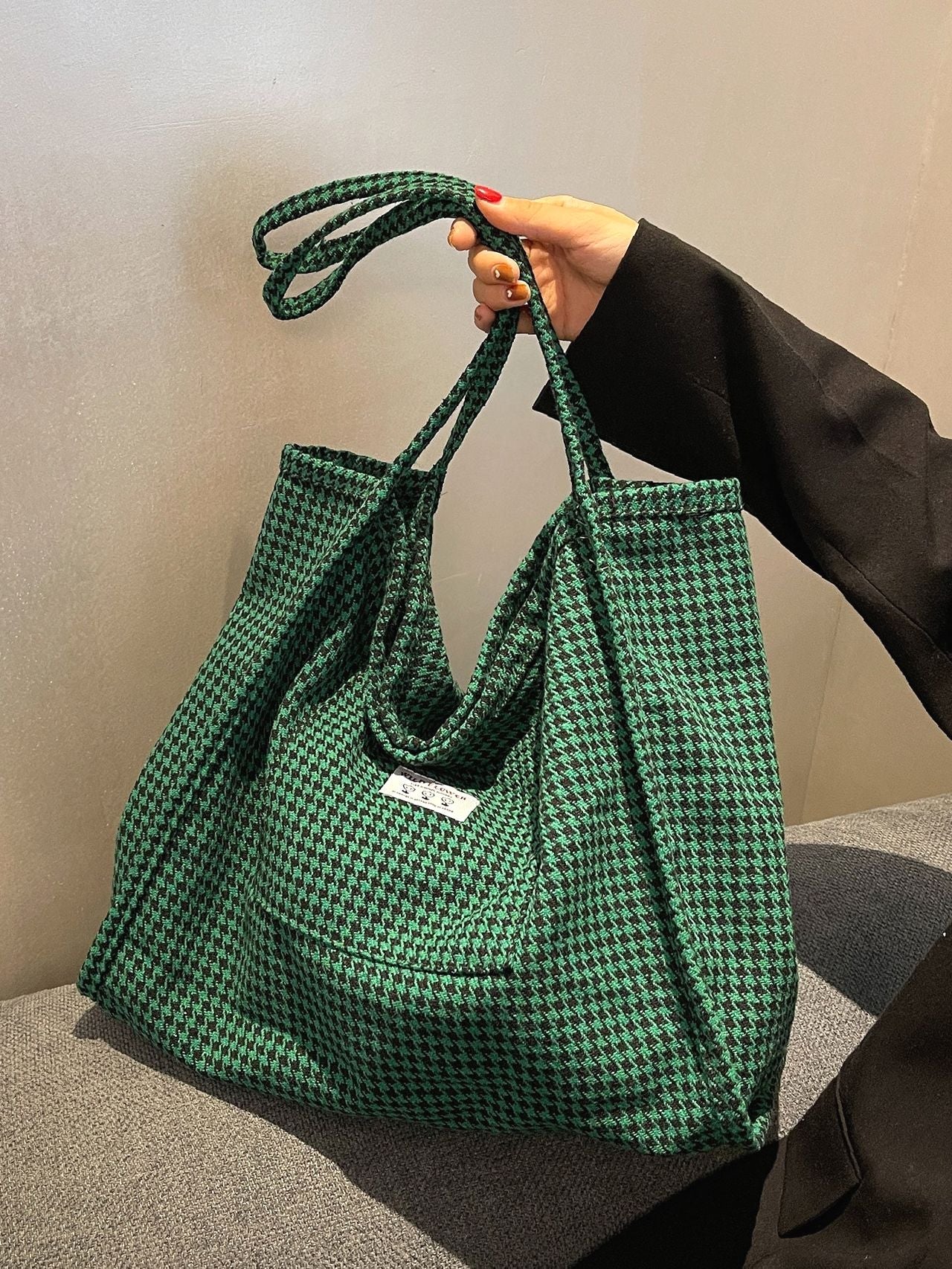 Bag For Love - Houndstooth Pattern Large Capacity Tote Bag  - Women Tote Bags