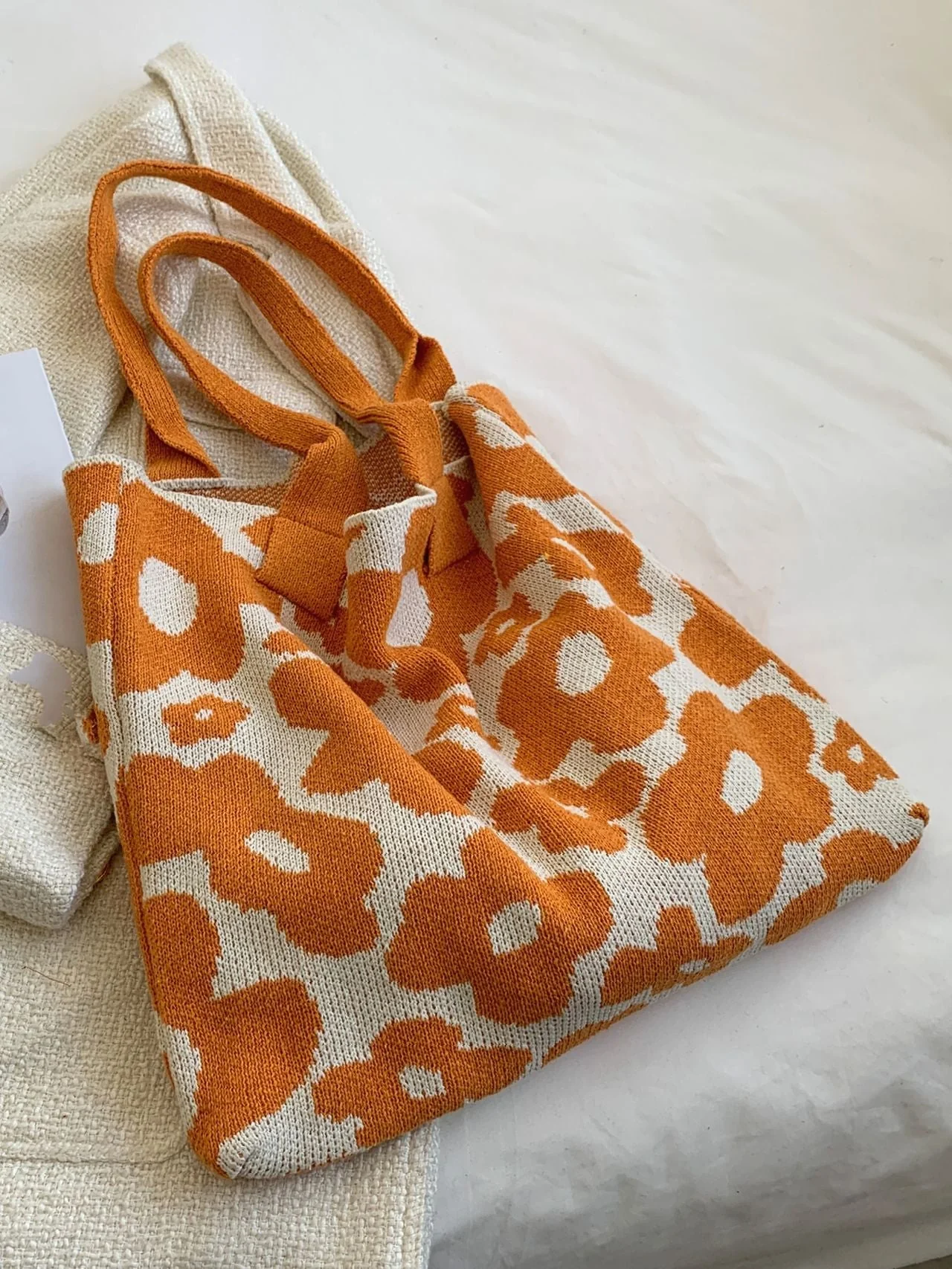 Bag For Love - Floral Graphic Large Capacity Crochet Bag  - Women Tote Bags