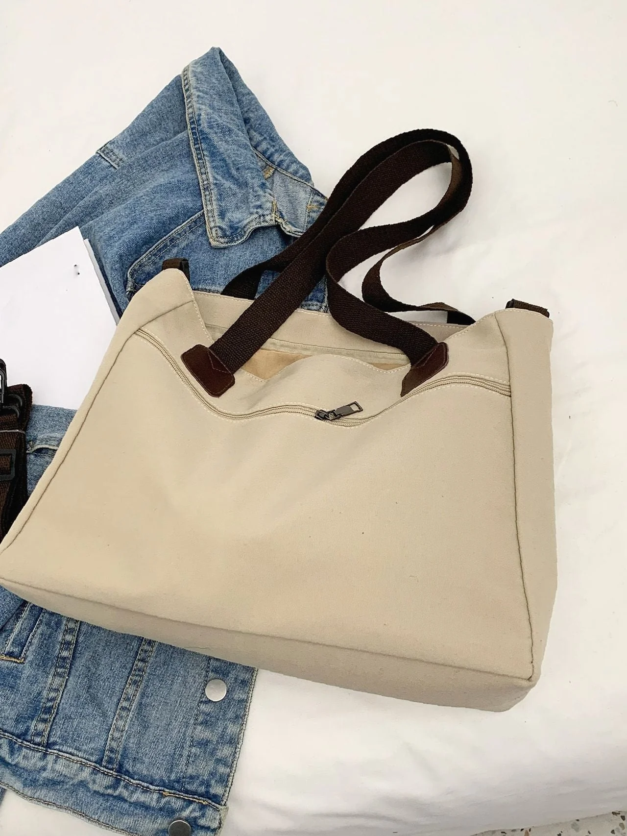 Bag For Love - Letter Graphic Shoulder Tote Bag  - Women Tote Bags