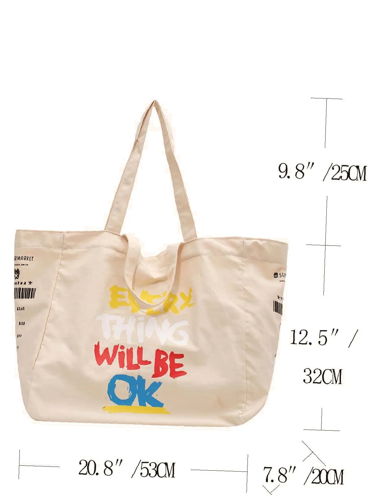 Bag For Love - Letter Graphic Top Handle Tote Bag  - Women Tote Bags