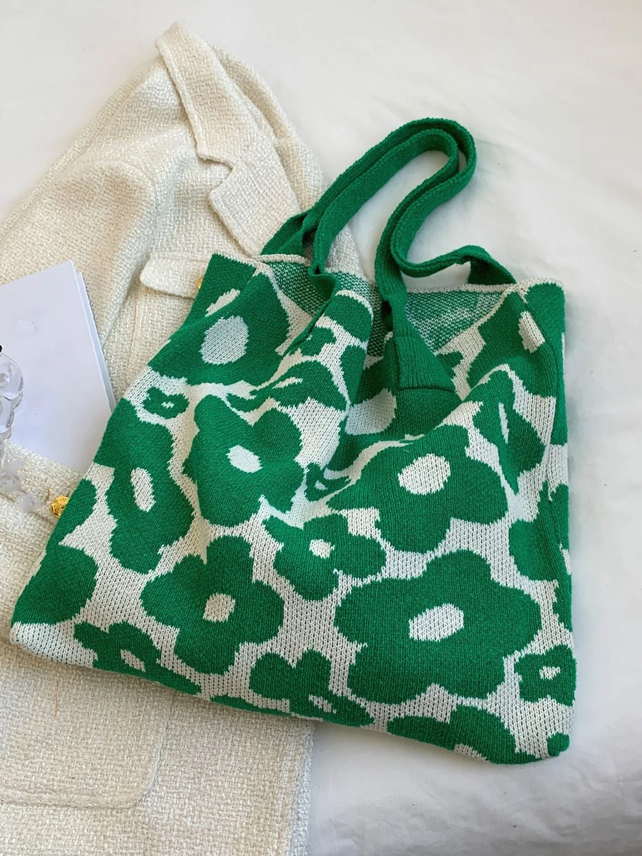 Bag For Love - Floral Graphic Large Capacity Crochet Bag  - Women Tote Bags