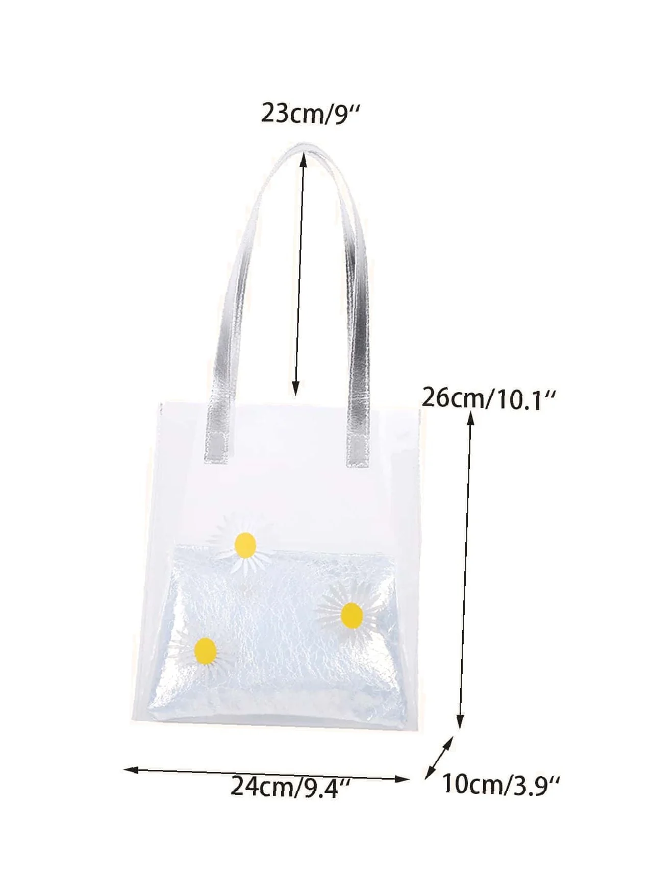 Bag For Love - Floral Graphic Shoulder Tote Bag with Inner Pouch  - Women Tote Bags