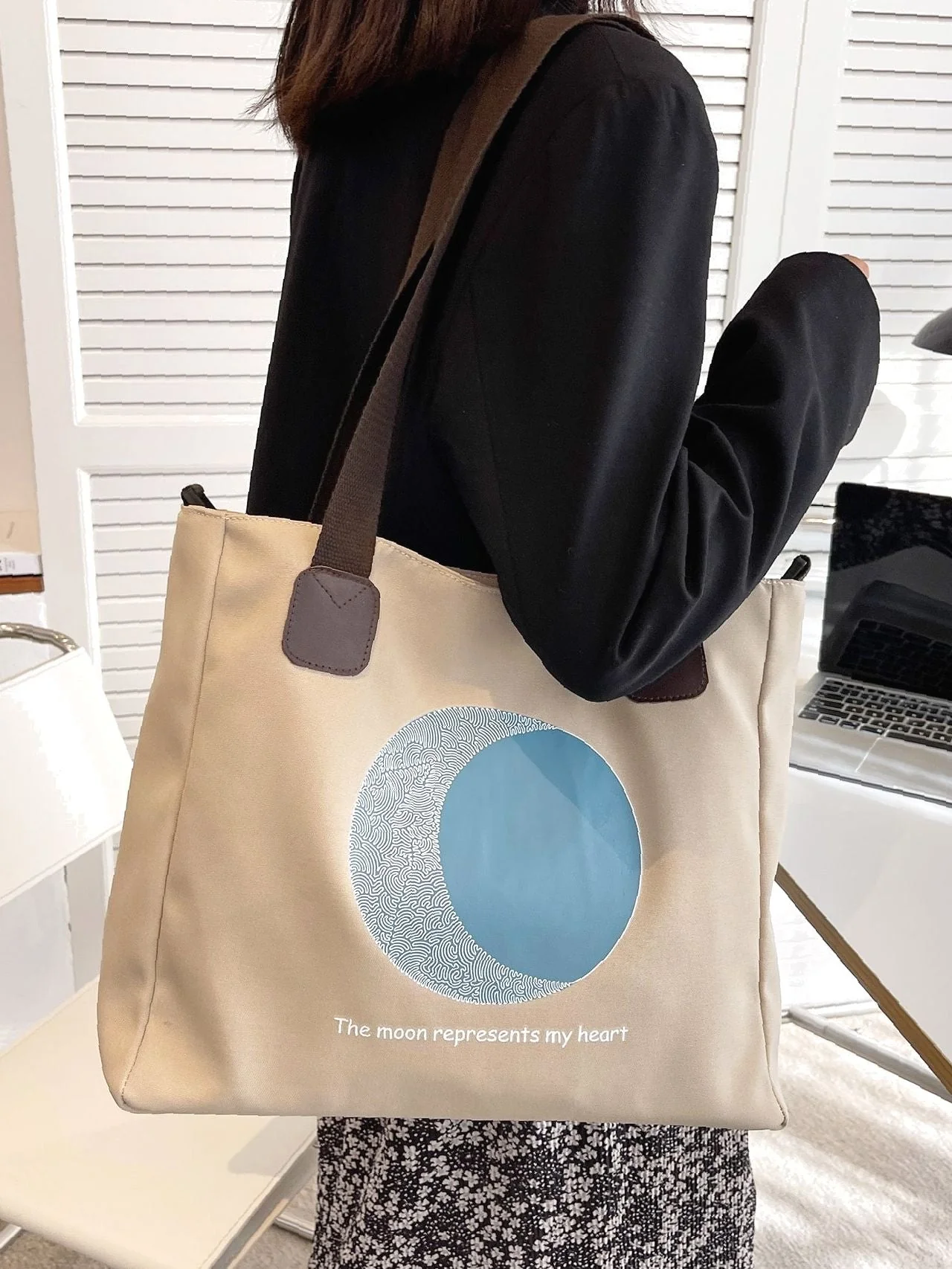 Bag For Love - Letter Graphic Shoulder Tote Bag  - Women Tote Bags