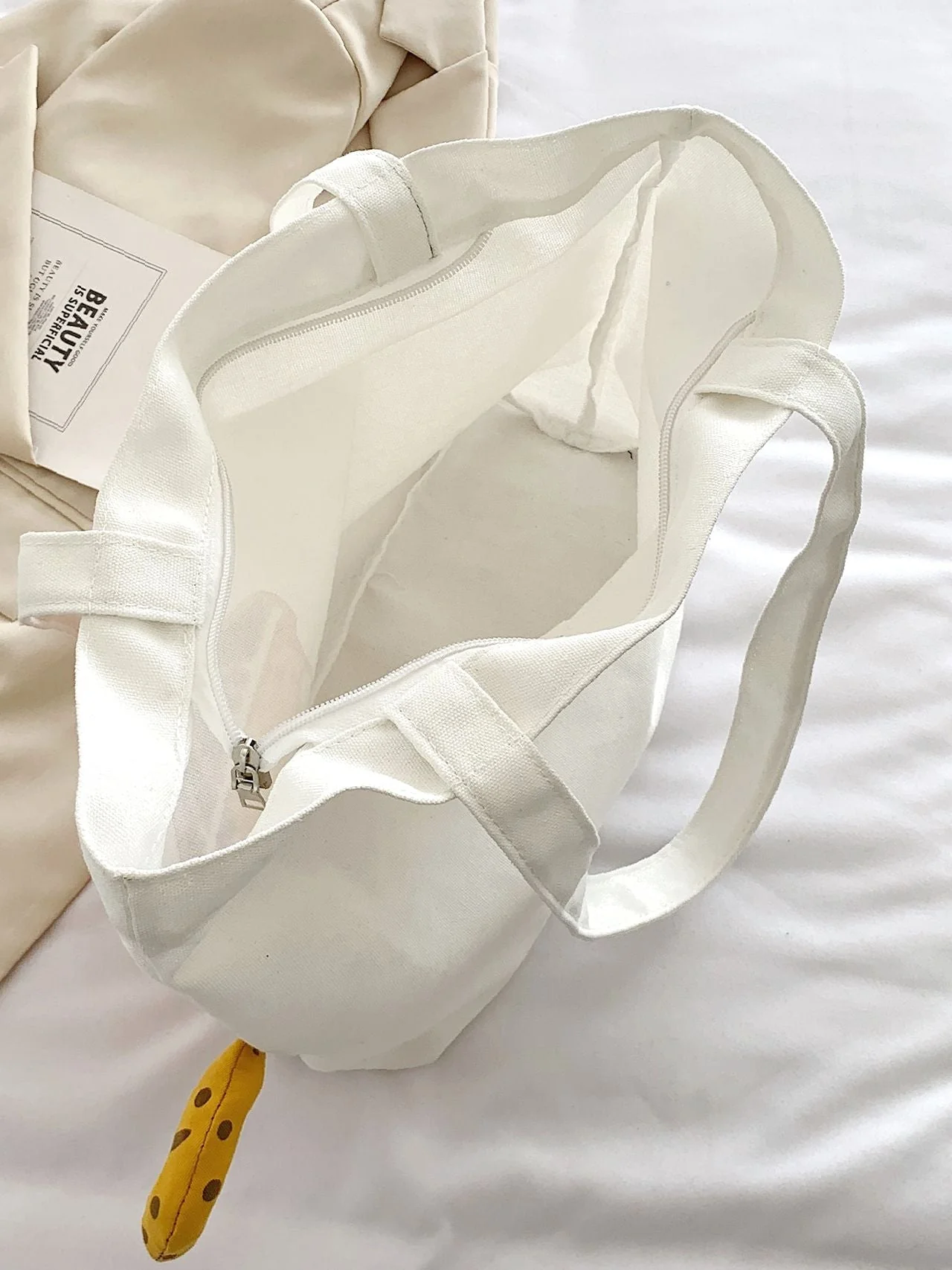 Bag For Love - Cartoon Graphic Zipper Shopper Bag  - Women Tote Bags