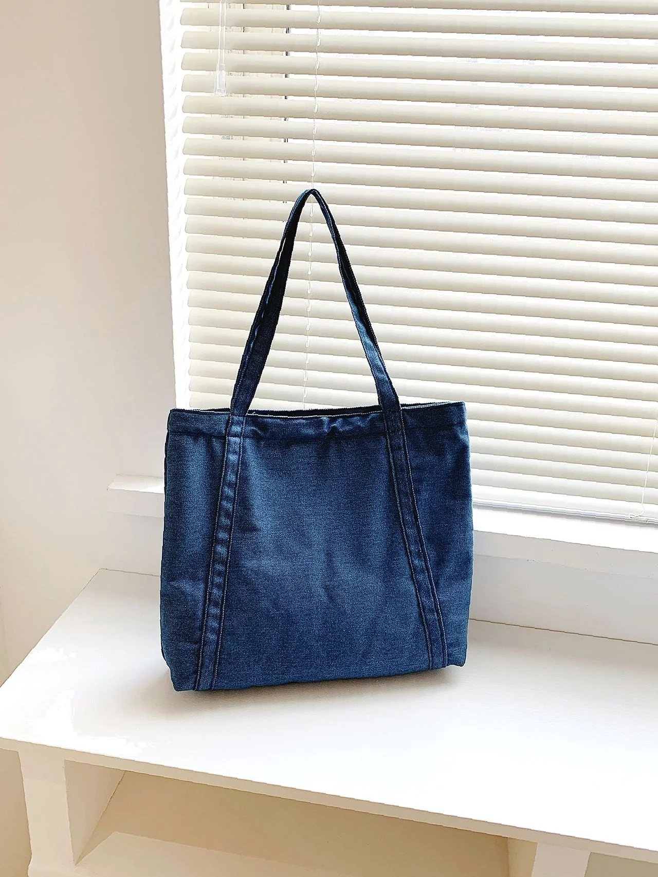 Bag For Love - Minimalist Denim Shoulder Tote Bag  - Women Tote Bags